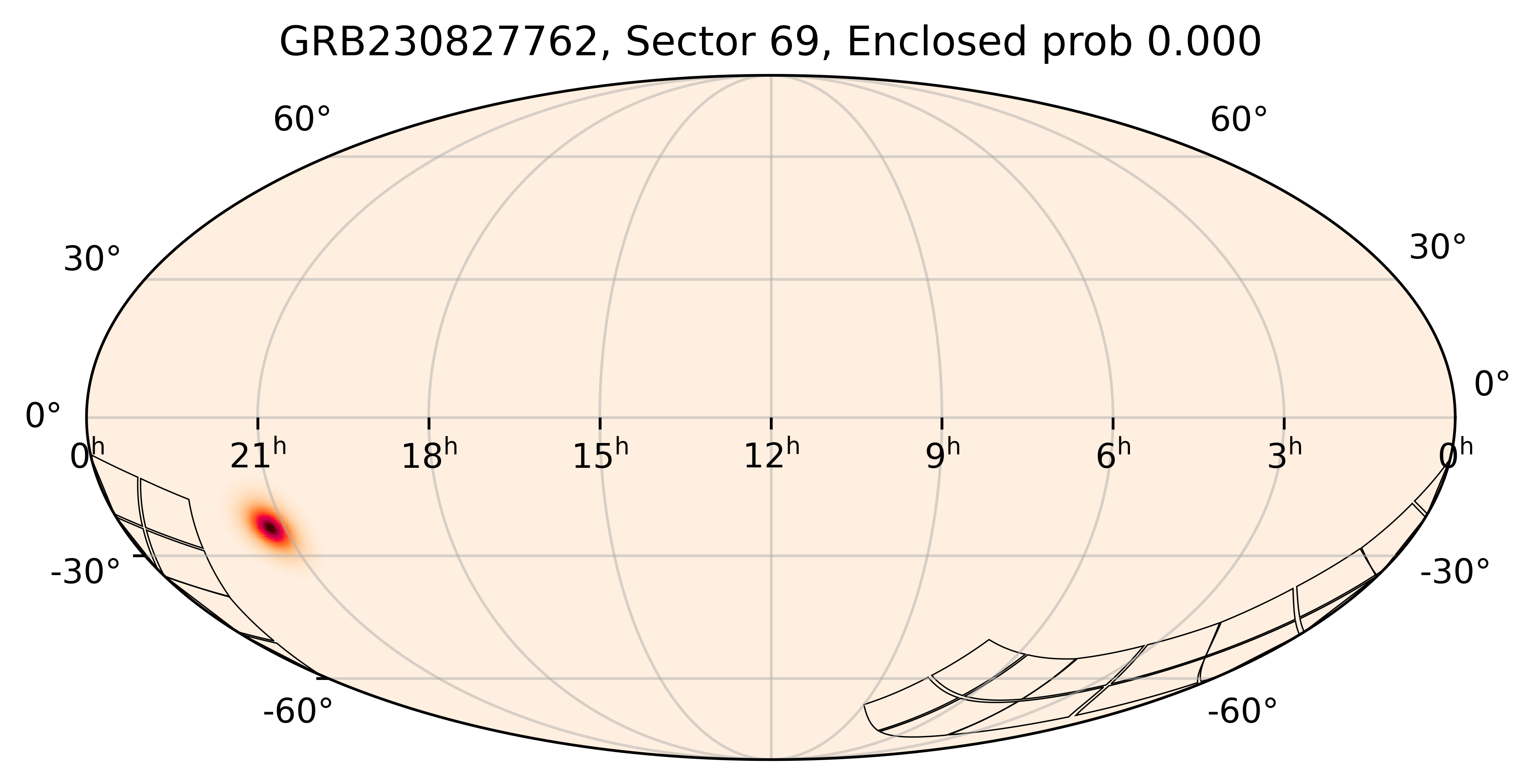TESS Overlap Sky Map for GRB230827762 in TESS Sector69