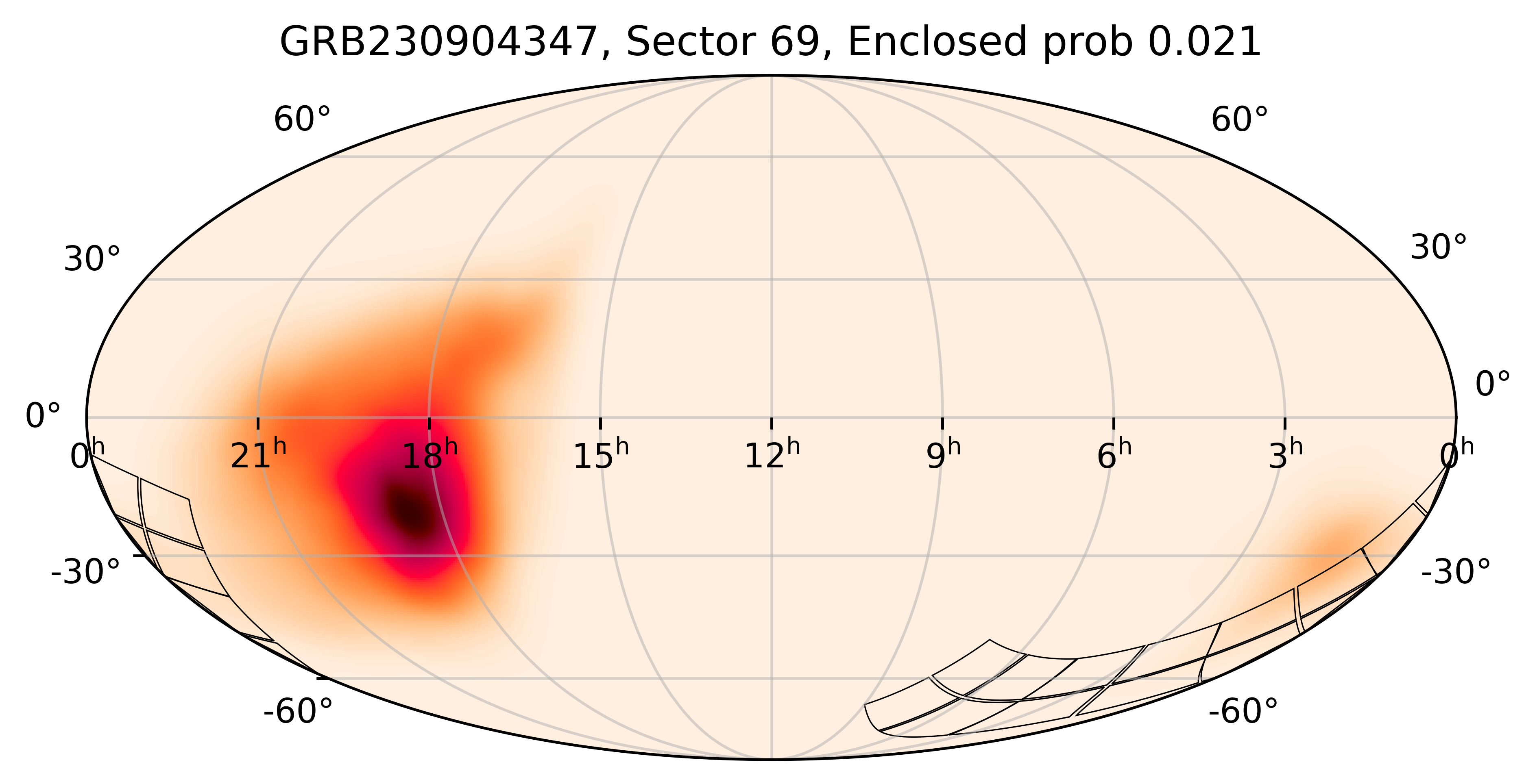 TESS Overlap Sky Map for GRB230904347 in TESS Sector69