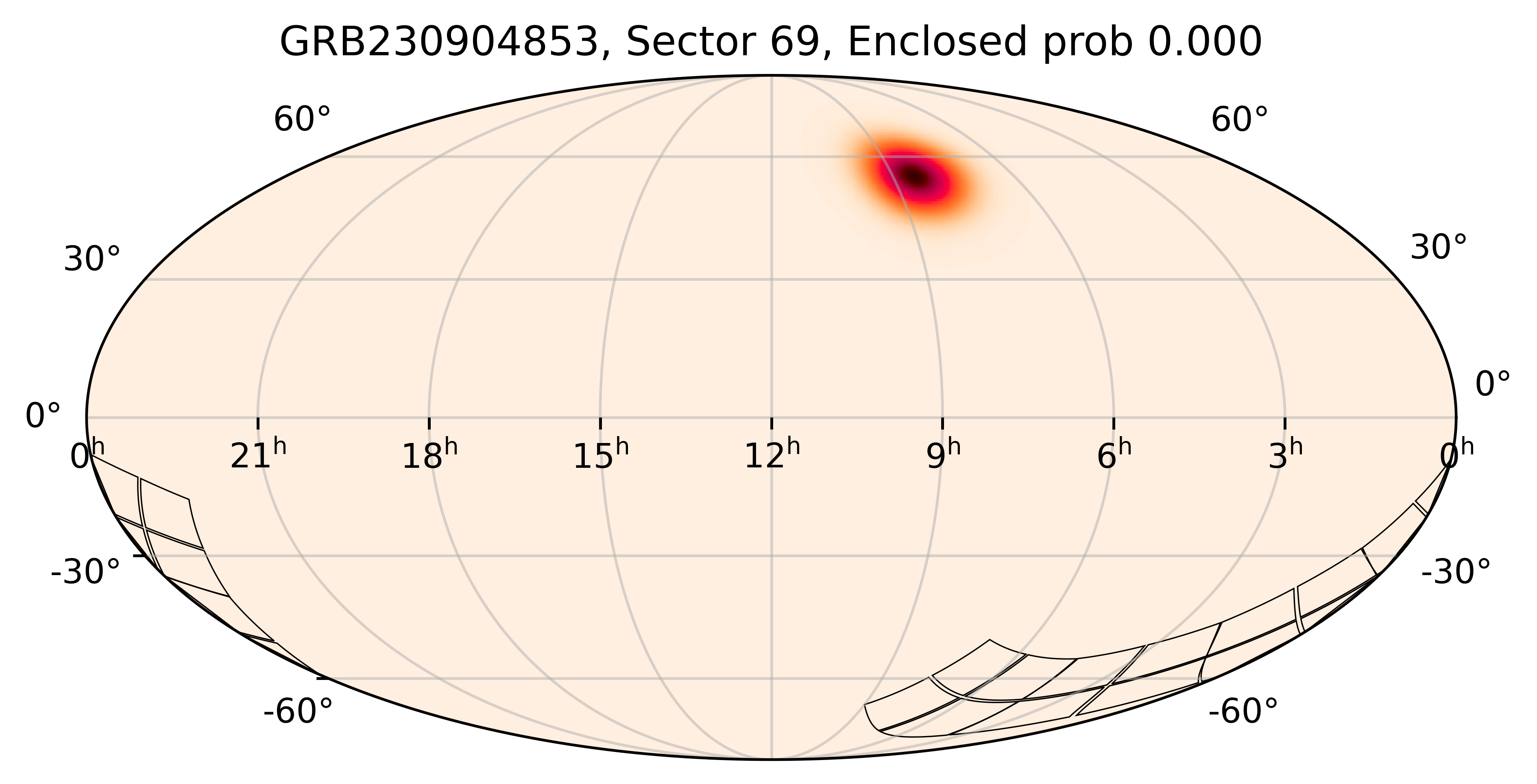TESS Overlap Sky Map for GRB230904853 in TESS Sector69