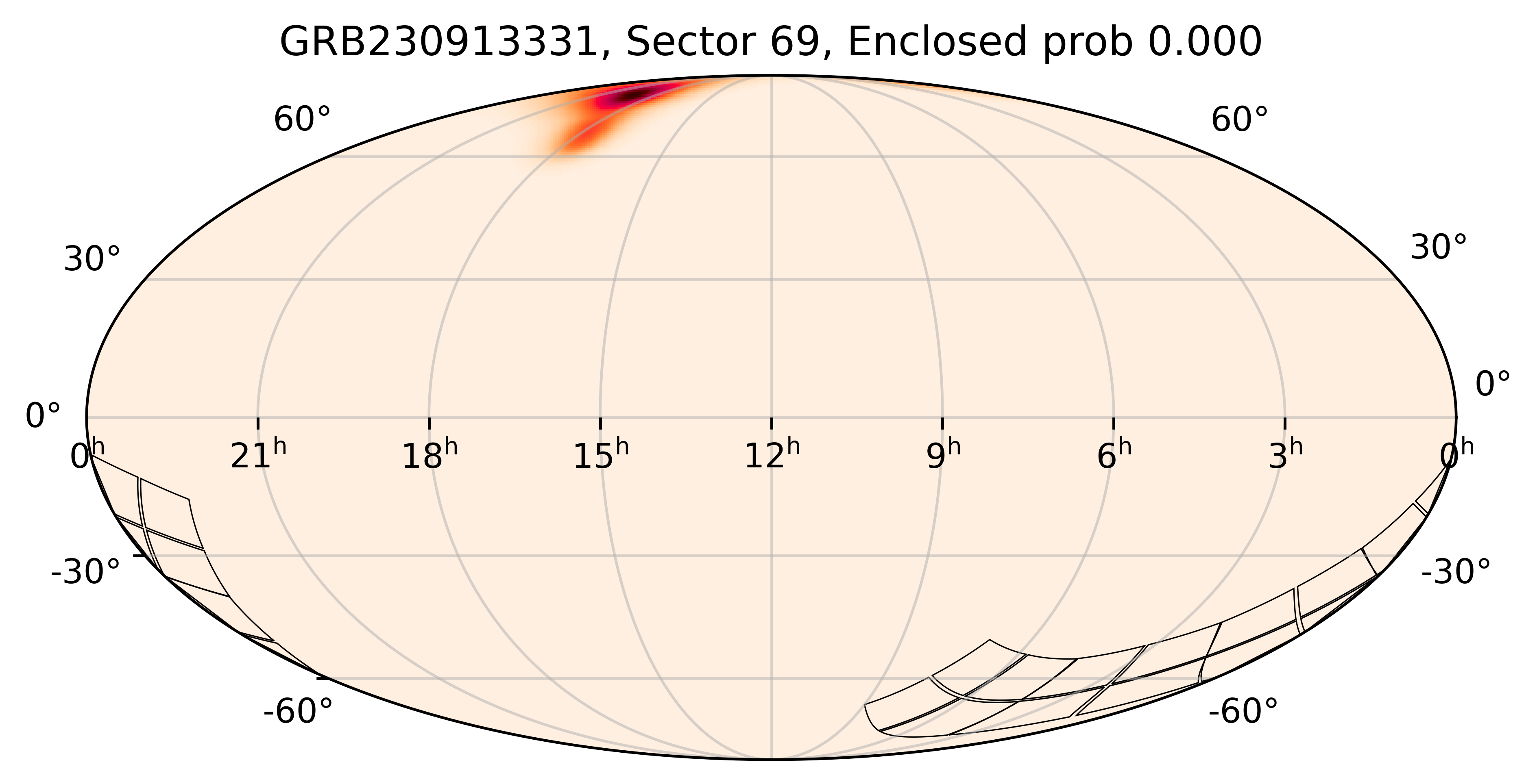 TESS Overlap Sky Map for GRB230913331 in TESS Sector69