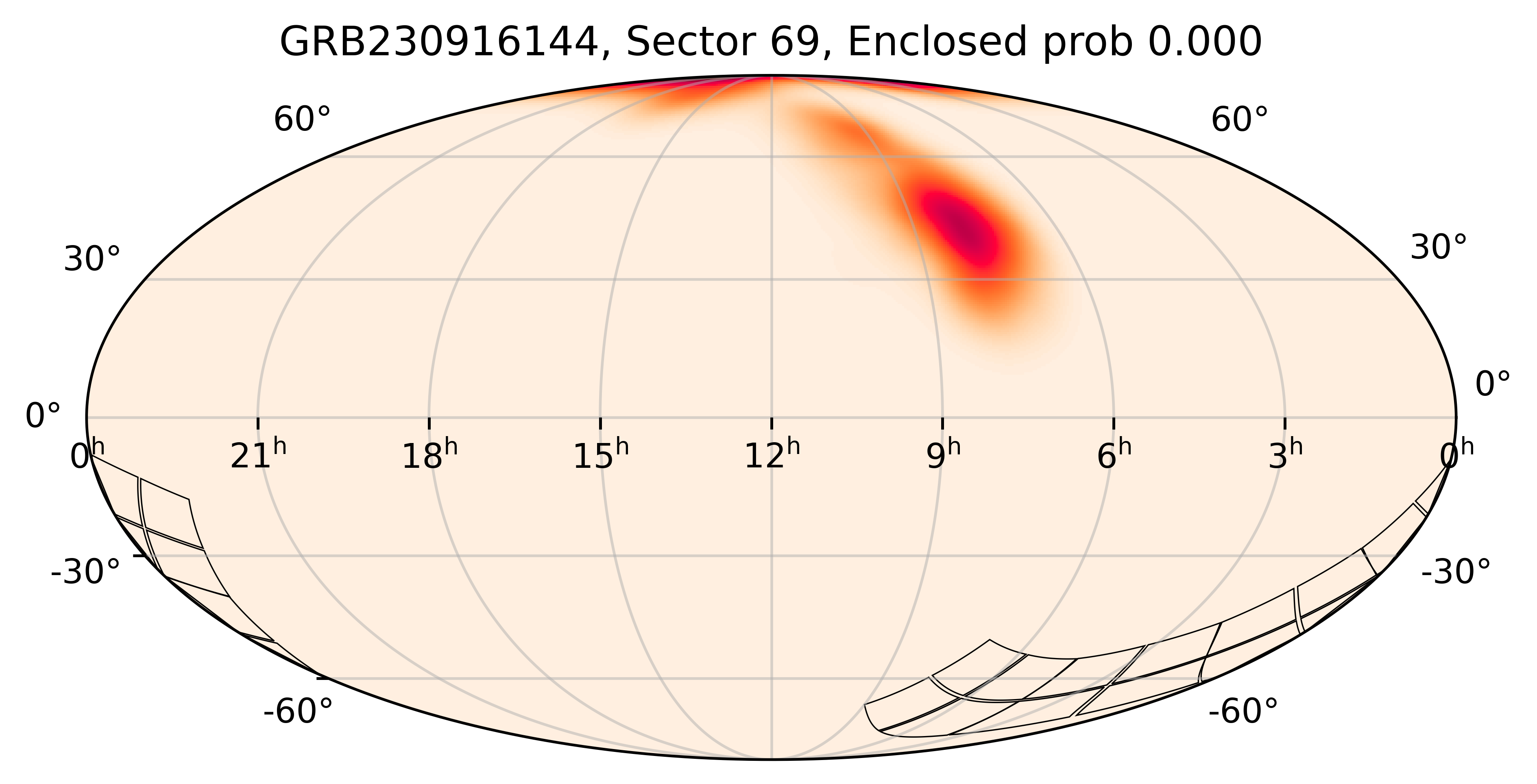 TESS Overlap Sky Map for GRB230916144 in TESS Sector69