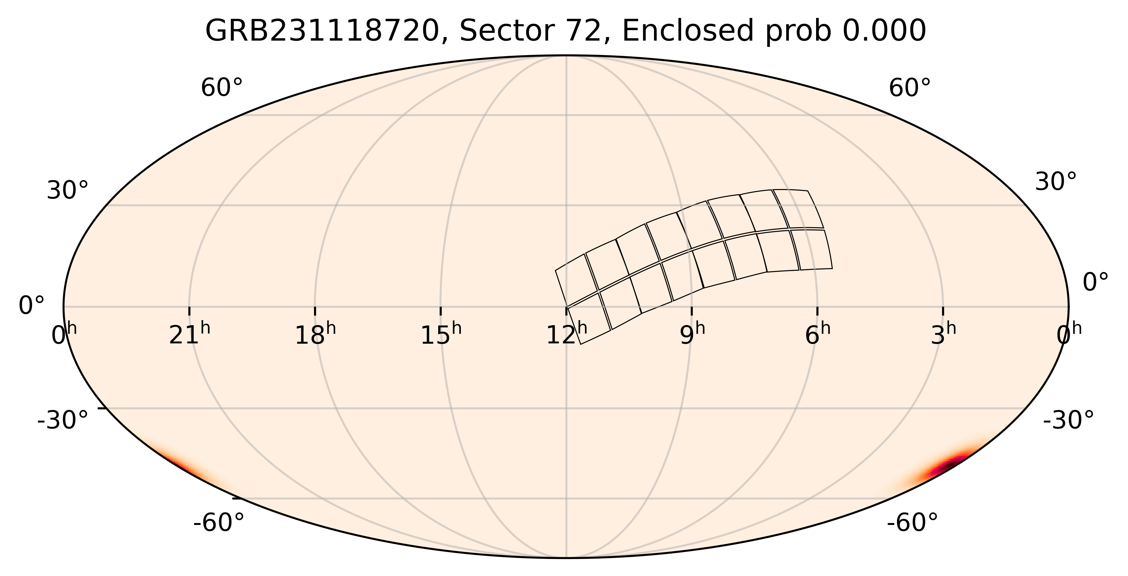 TESS Overlap Sky Map for GRB231118720 in TESS Sector72