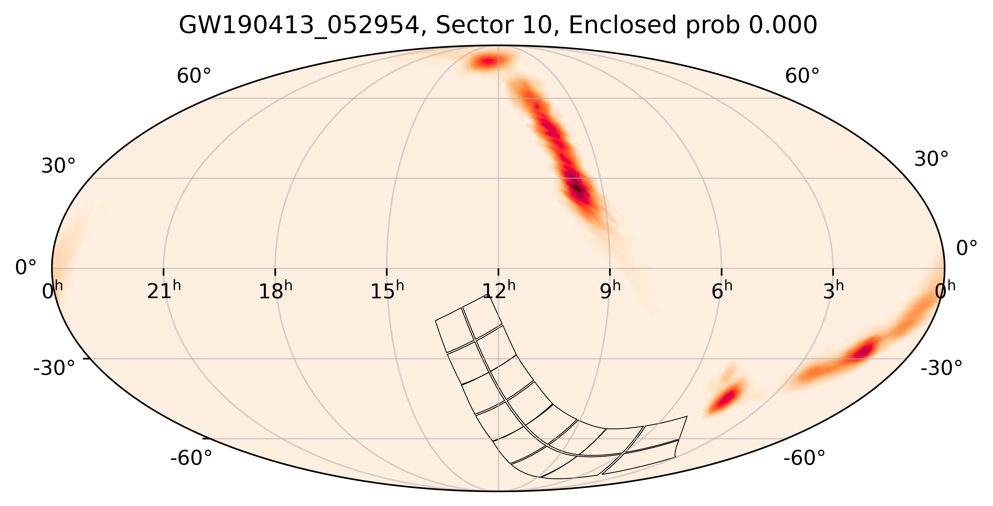 TESS Overlap Sky Map for GW190413_052954 in TESS Sector10