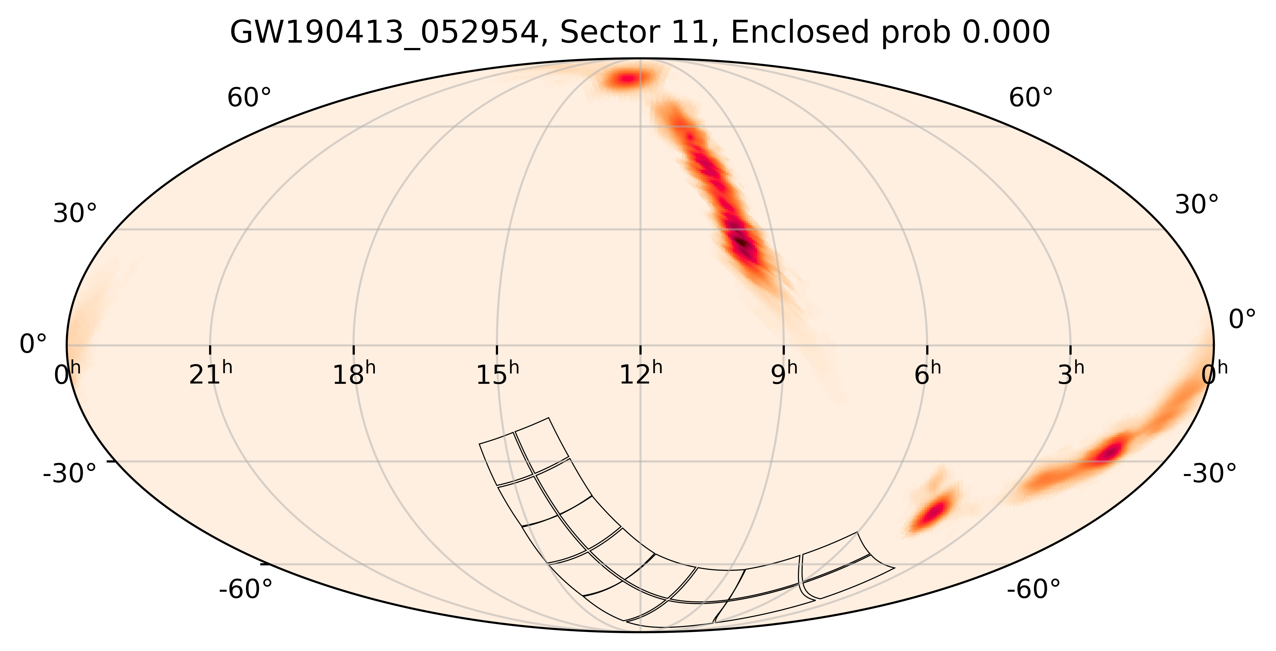 TESS Overlap Sky Map for GW190413_052954 in TESS Sector11