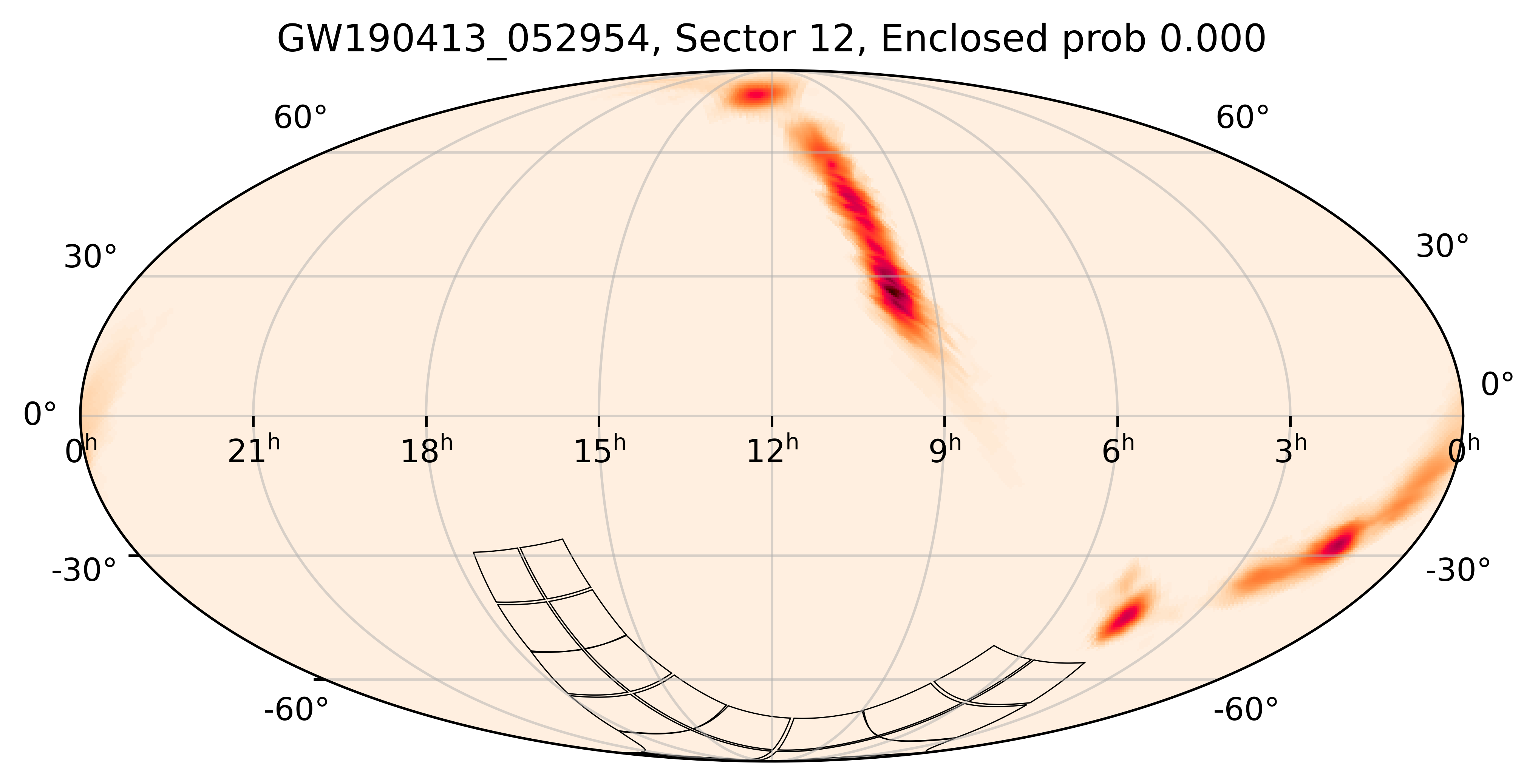 TESS Overlap Sky Map for GW190413_052954 in TESS Sector12