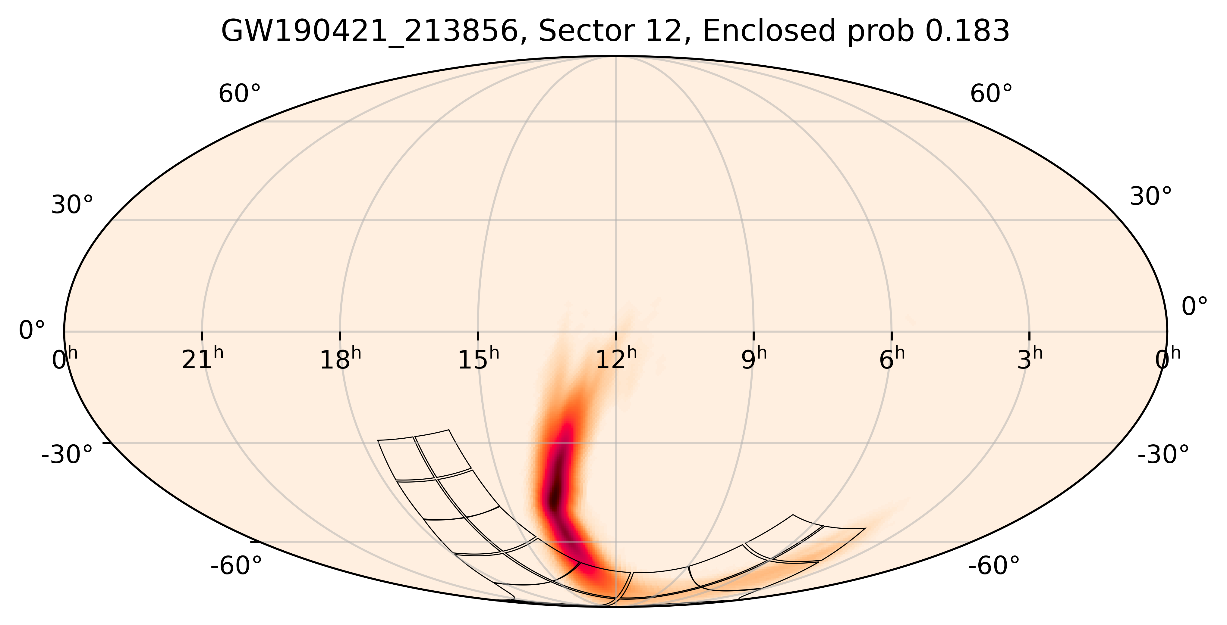 TESS Overlap Sky Map for GW190421_213856 in TESS Sector12