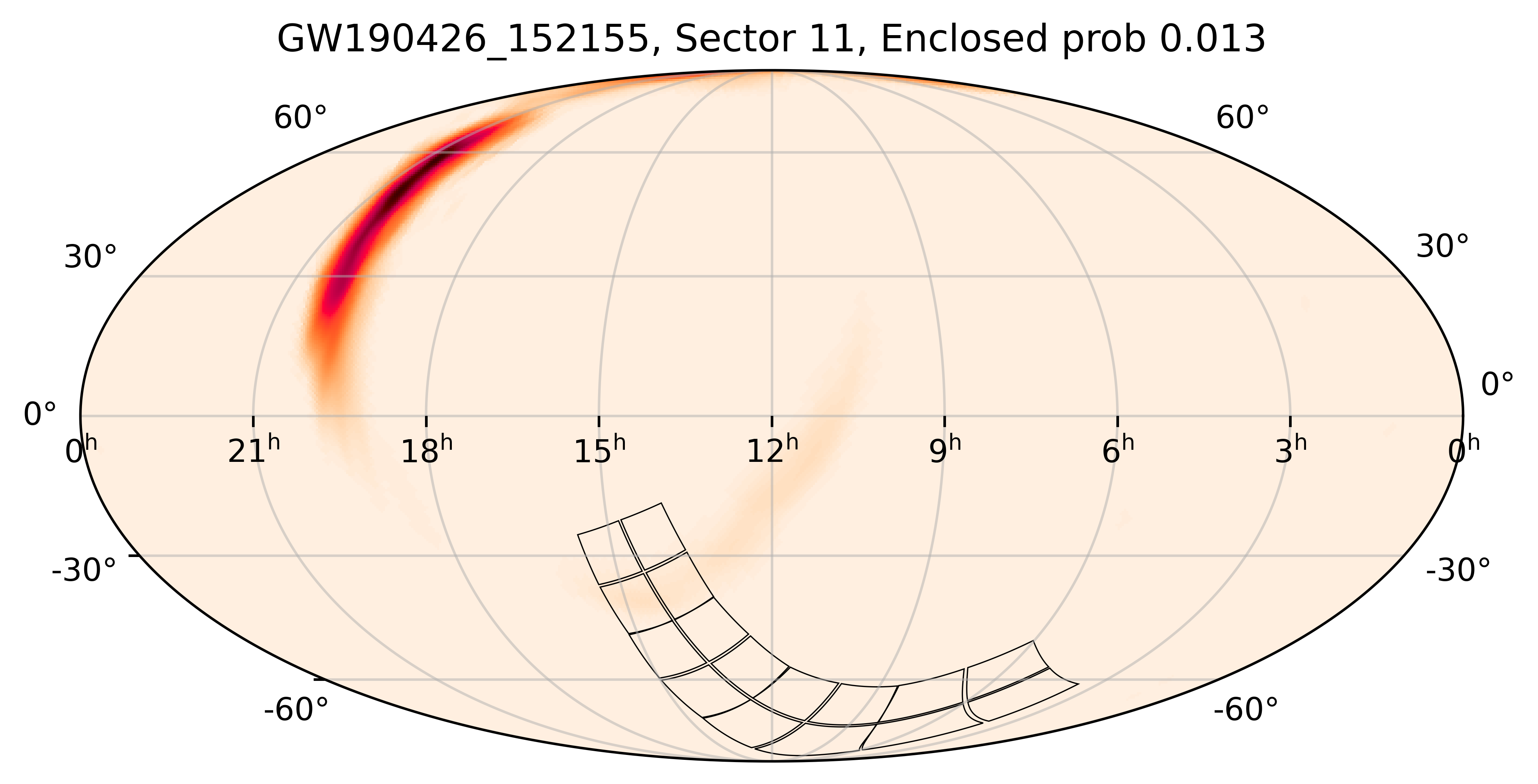 TESS Overlap Sky Map for GW190426_152155 in TESS Sector11