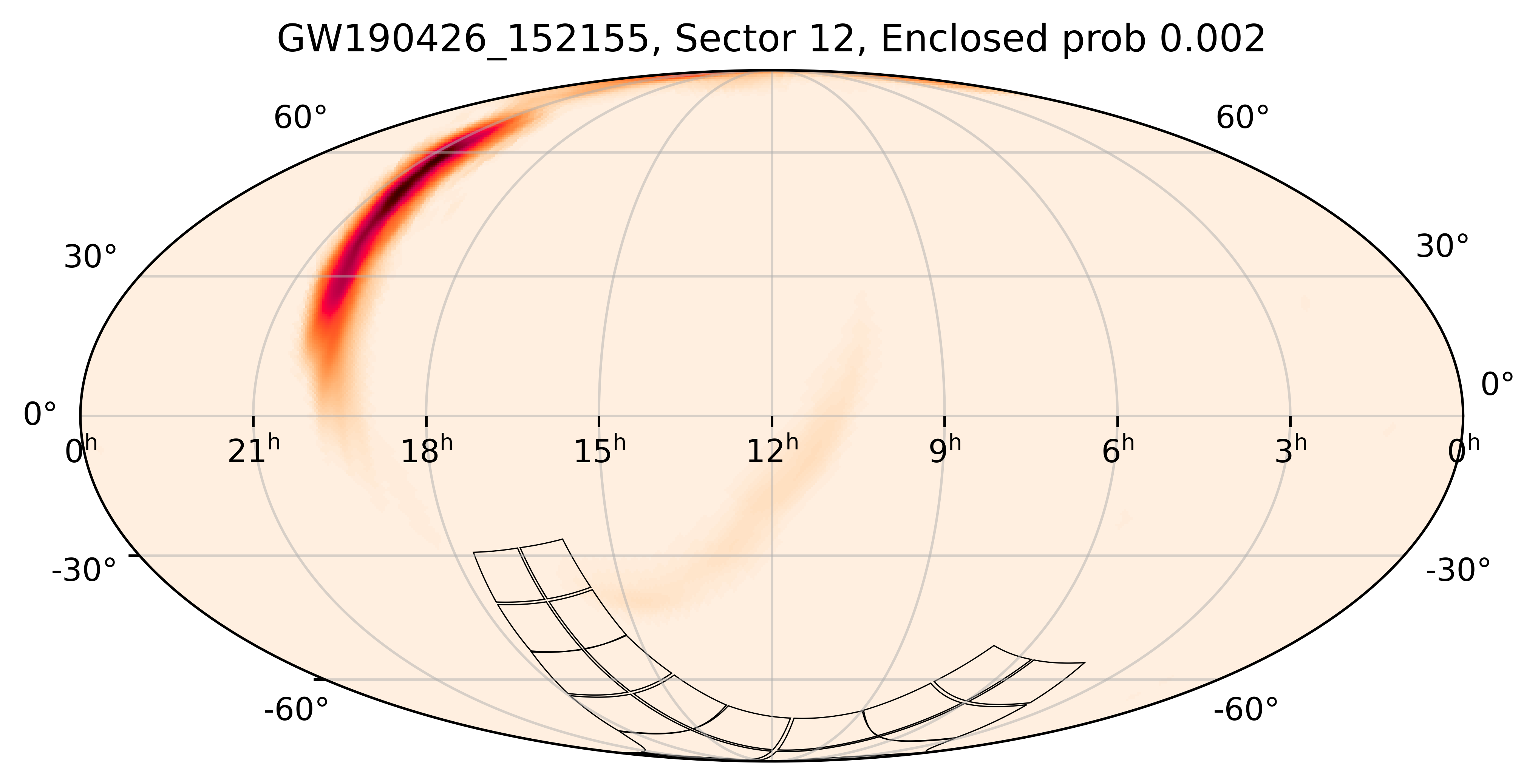 TESS Overlap Sky Map for GW190426_152155 in TESS Sector12