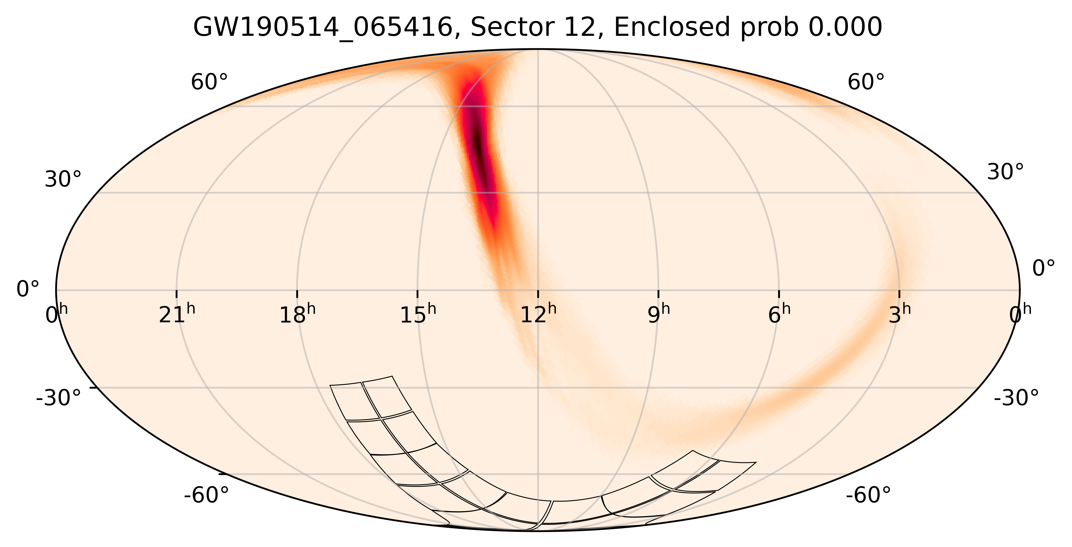 TESS Overlap Sky Map for GW190514_065416 in TESS Sector12