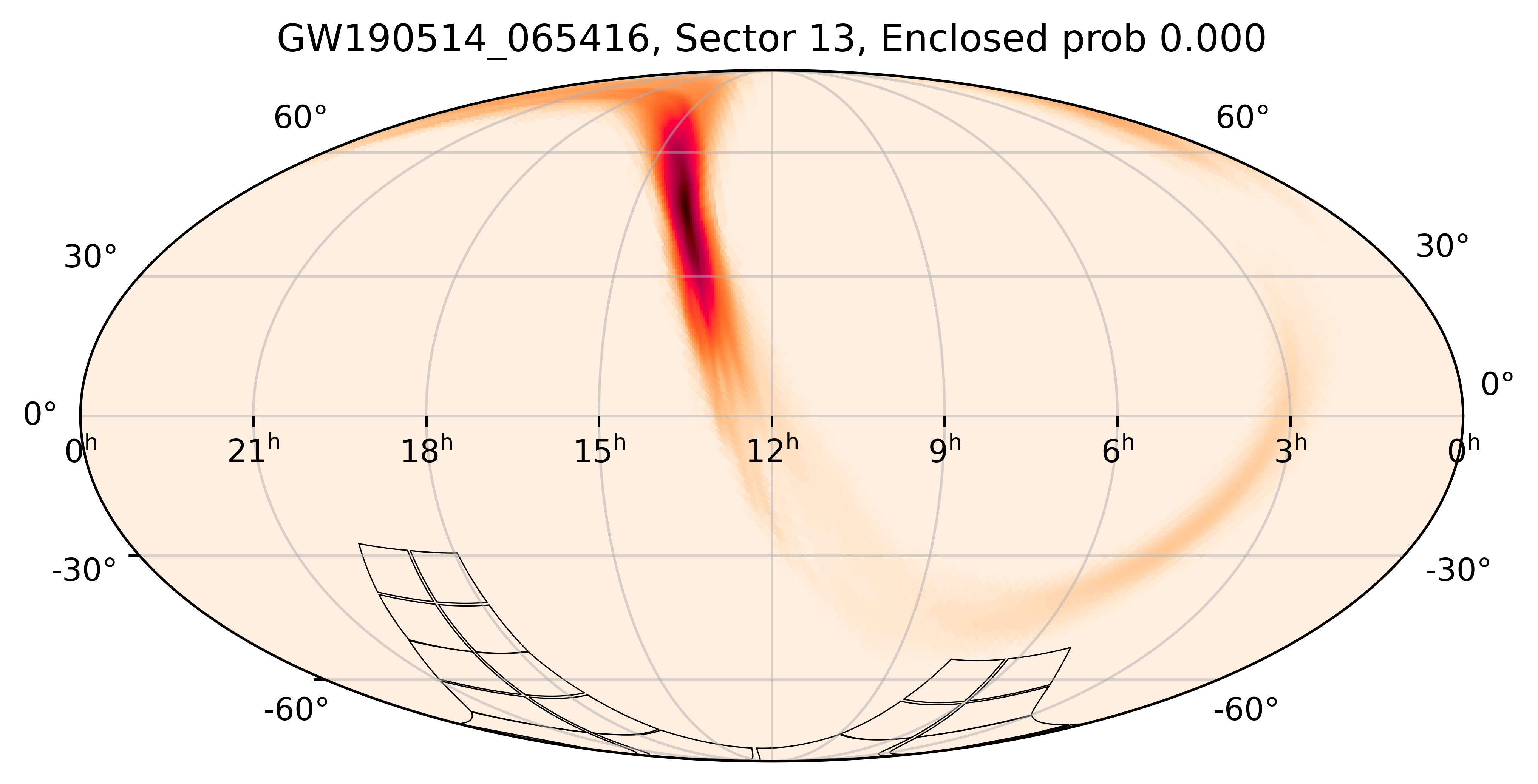 TESS Overlap Sky Map for GW190514_065416 in TESS Sector13