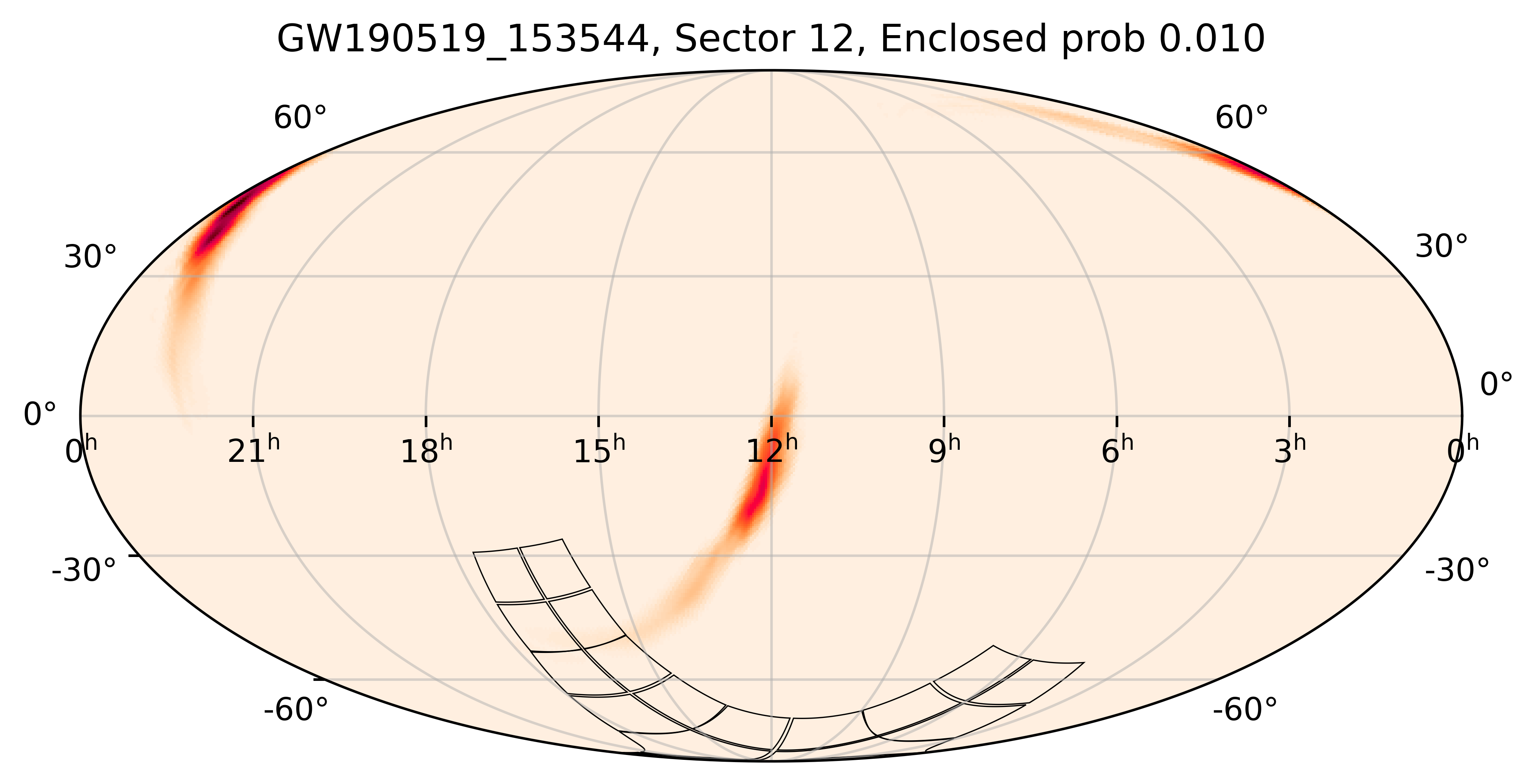 TESS Overlap Sky Map for GW190519_153544 in TESS Sector12