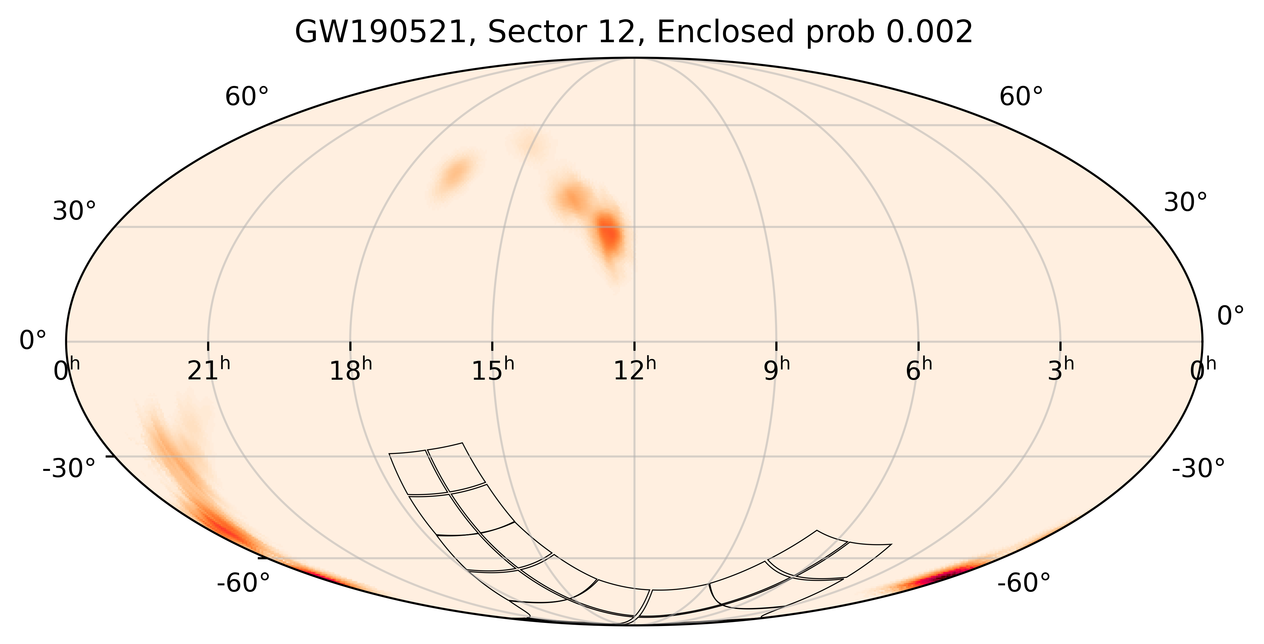 TESS Overlap Sky Map for GW190521 in TESS Sector12