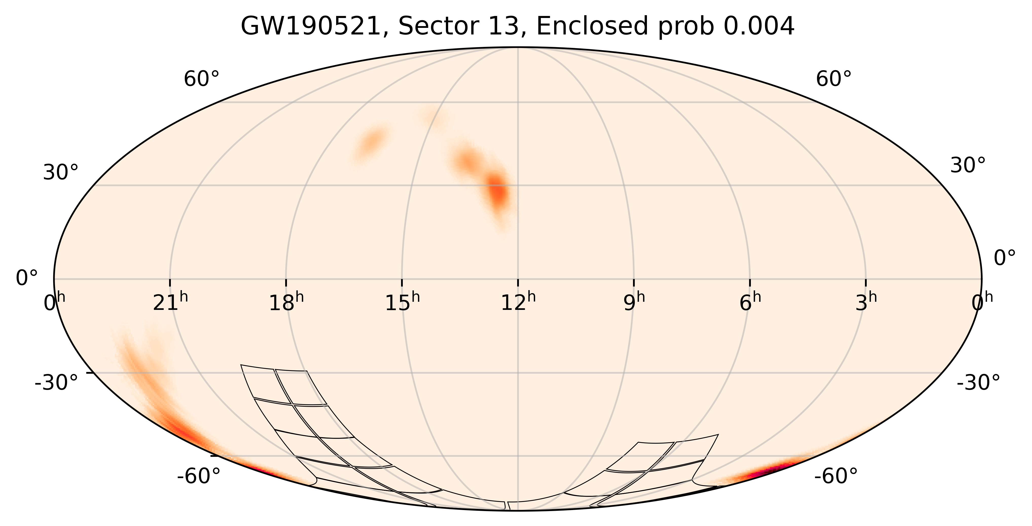 TESS Overlap Sky Map for GW190521 in TESS Sector13
