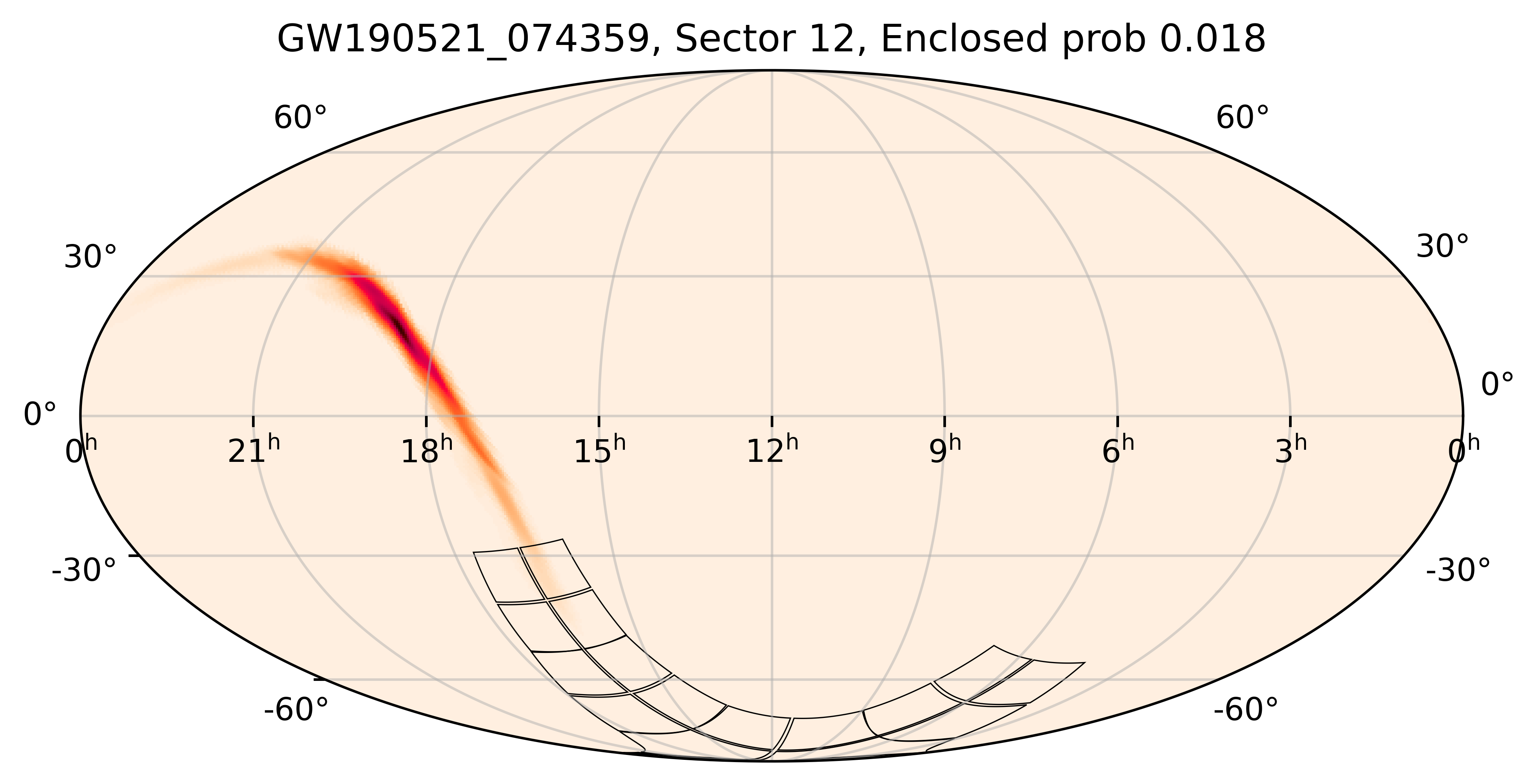 TESS Overlap Sky Map for GW190521_074359 in TESS Sector12