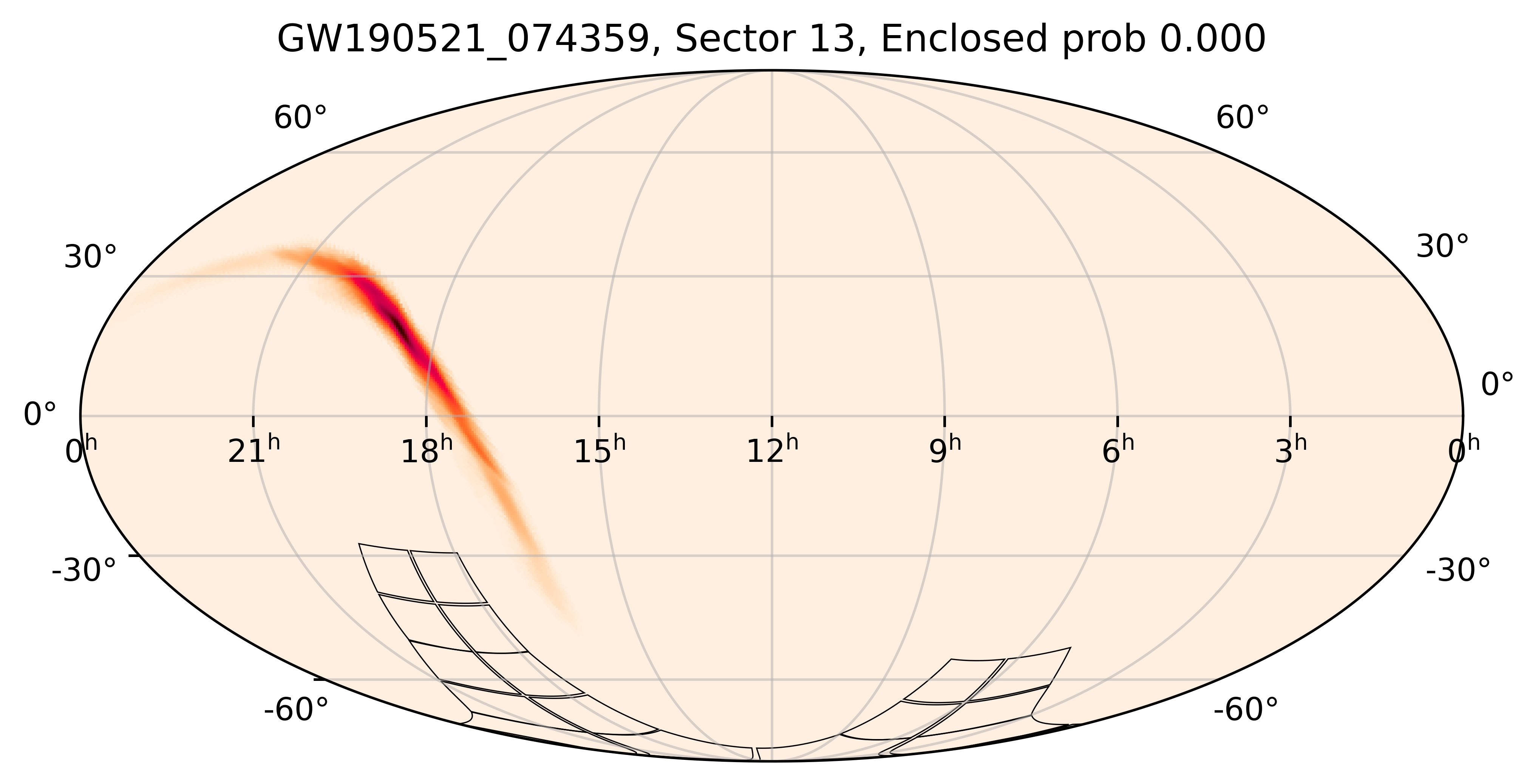 TESS Overlap Sky Map for GW190521_074359 in TESS Sector13