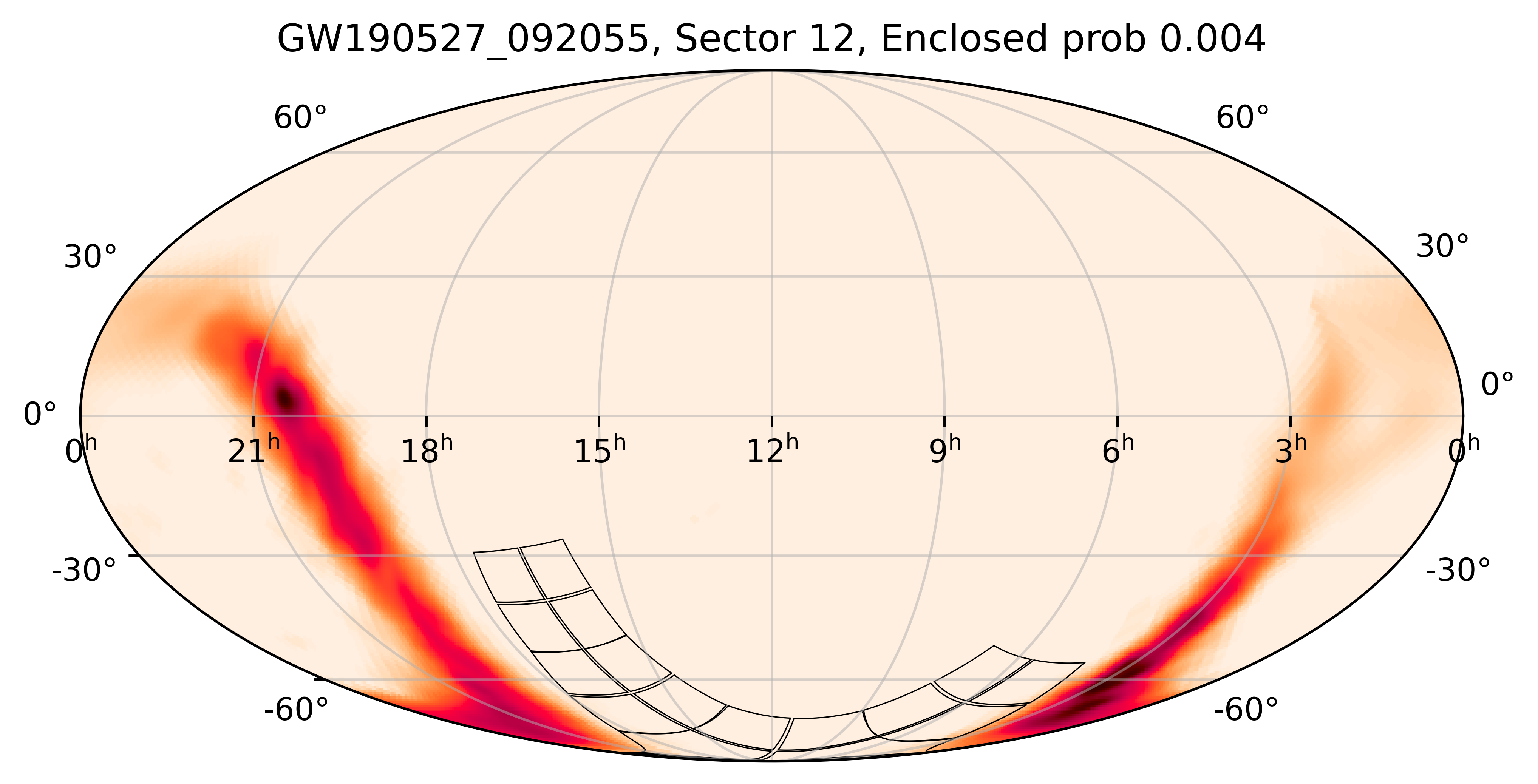 TESS Overlap Sky Map for GW190527_092055 in TESS Sector12