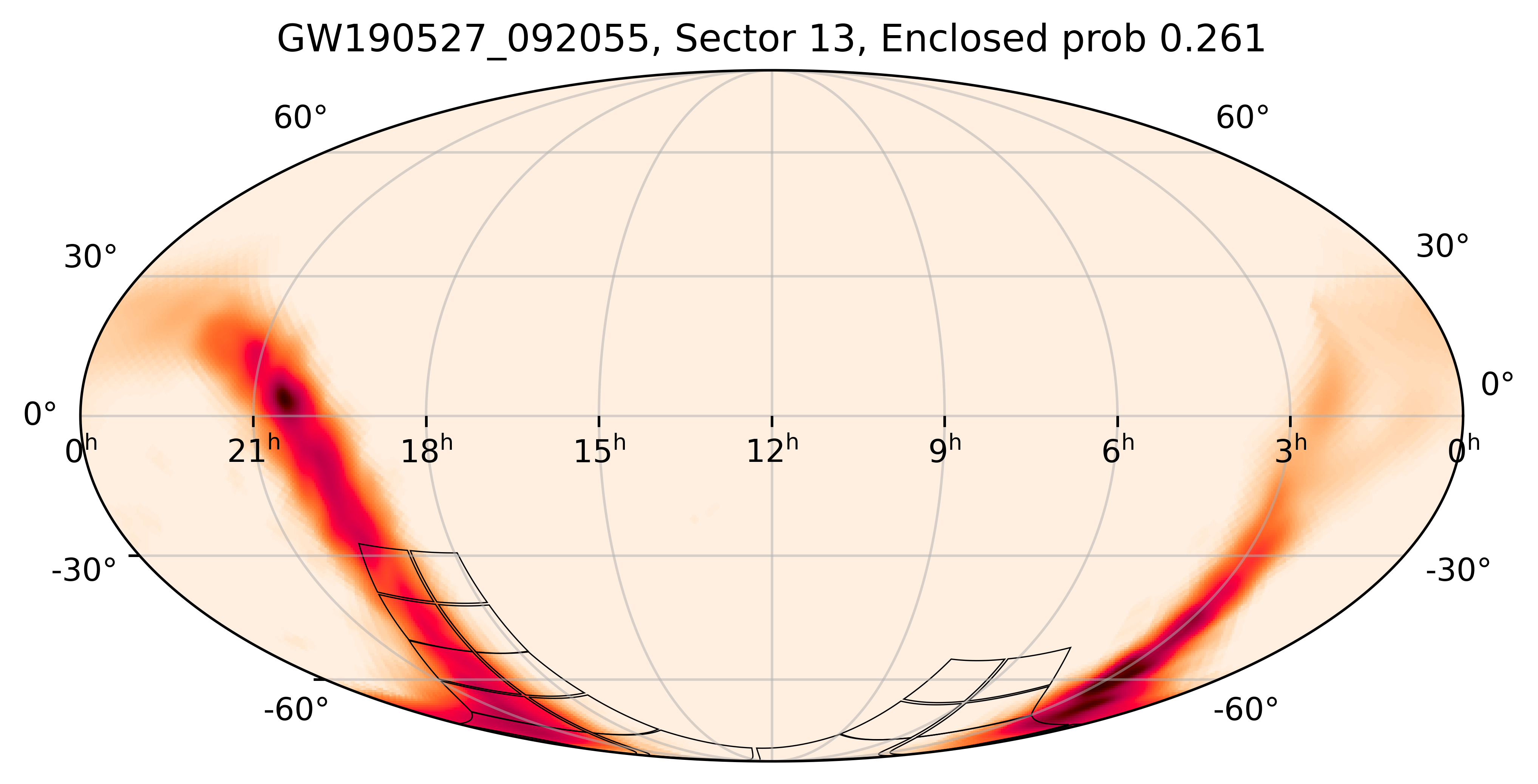 TESS Overlap Sky Map for GW190527_092055 in TESS Sector13