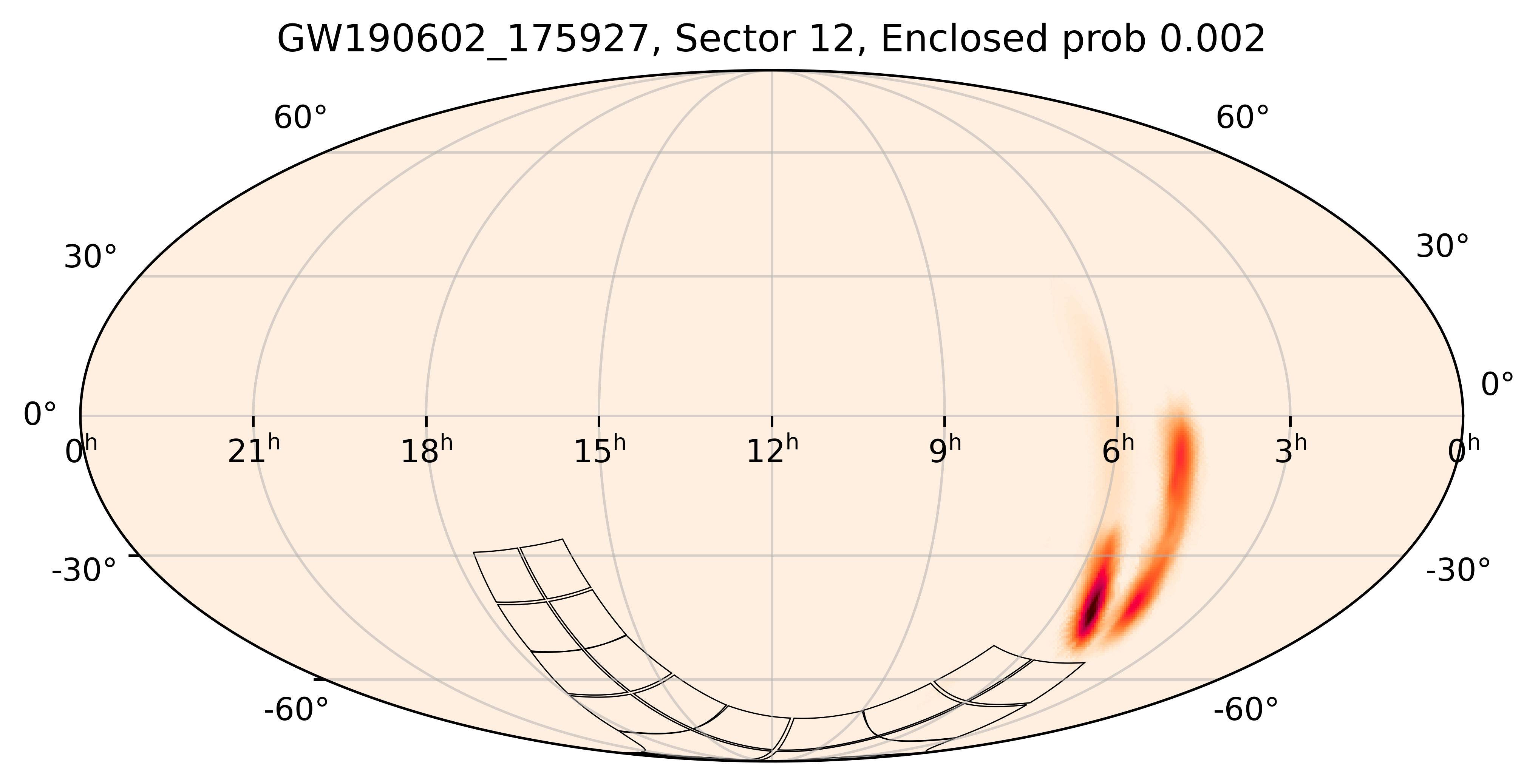 TESS Overlap Sky Map for GW190602_175927 in TESS Sector12