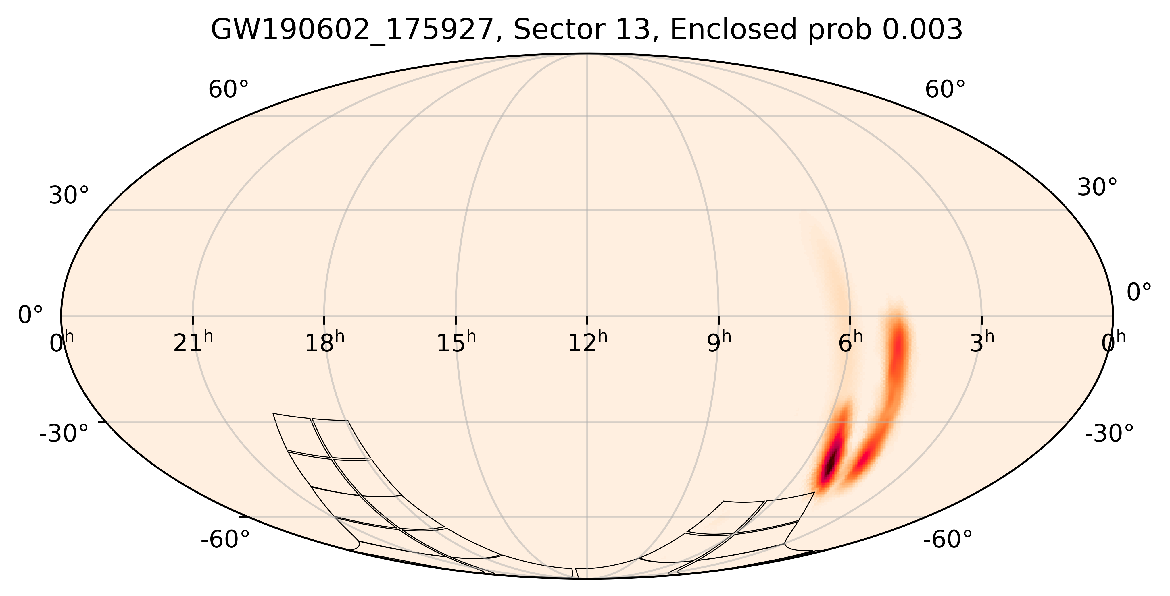 TESS Overlap Sky Map for GW190602_175927 in TESS Sector13