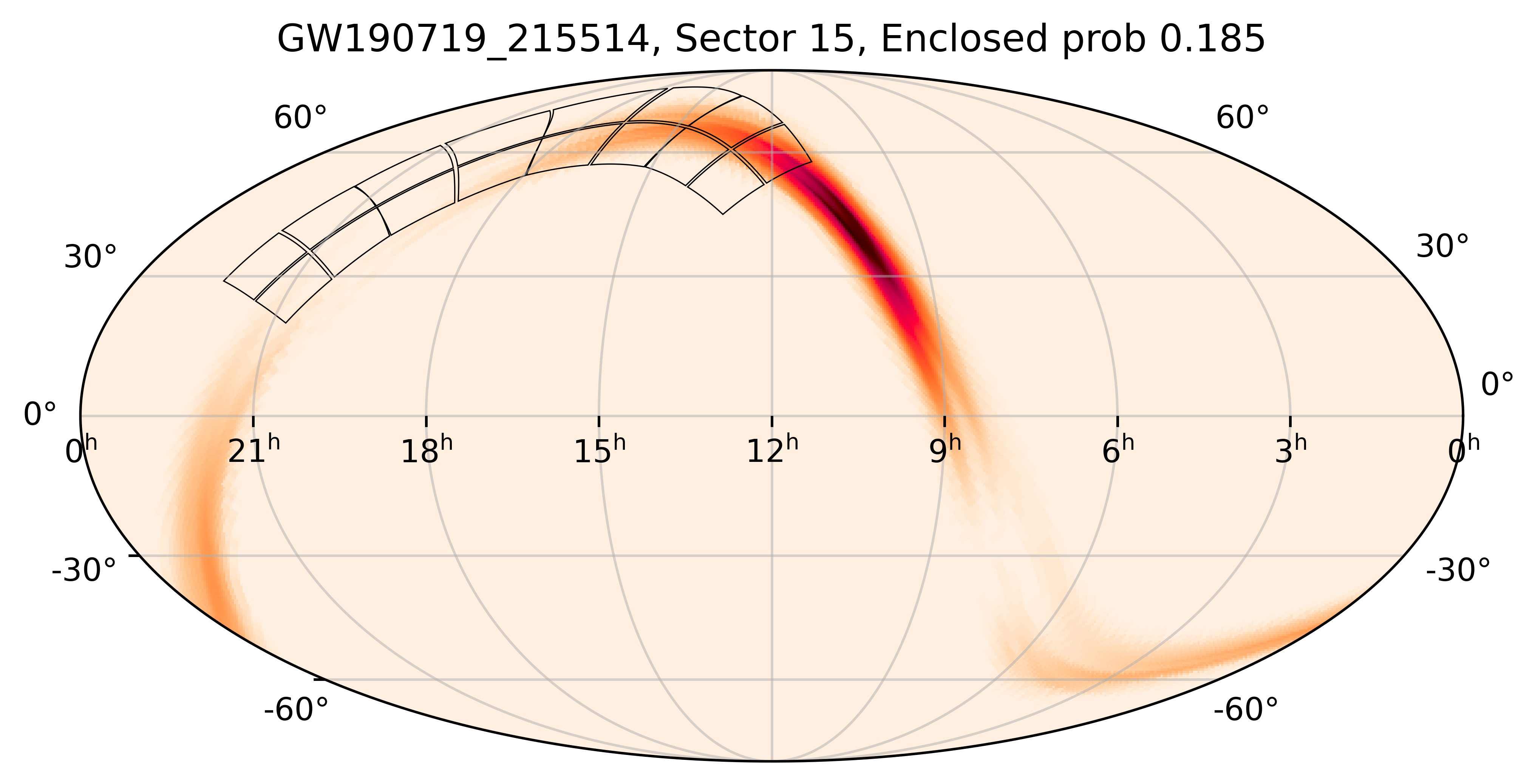 TESS Overlap Sky Map for GW190719_215514 in TESS Sector15