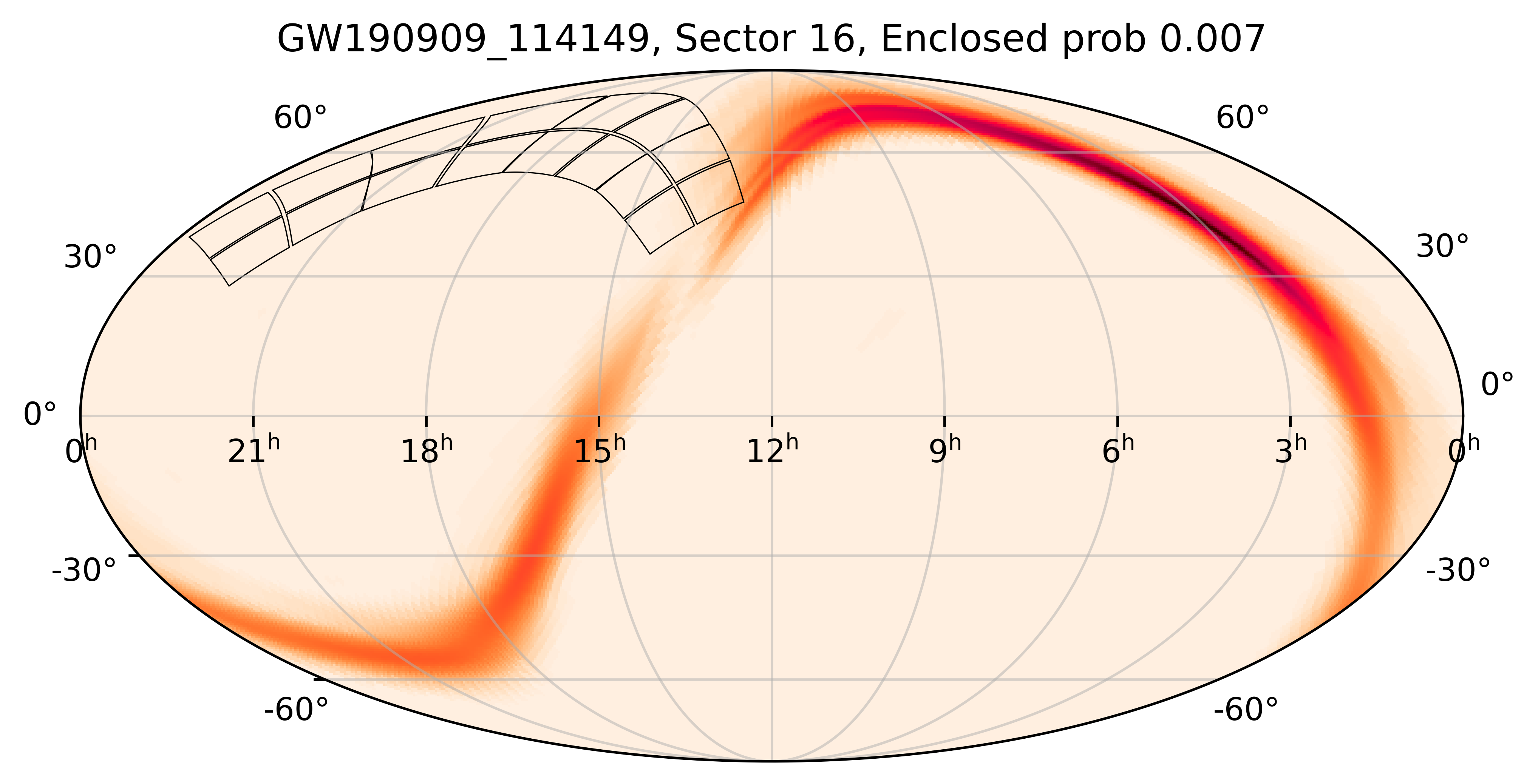 TESS Overlap Sky Map for GW190909_114149 in TESS Sector16
