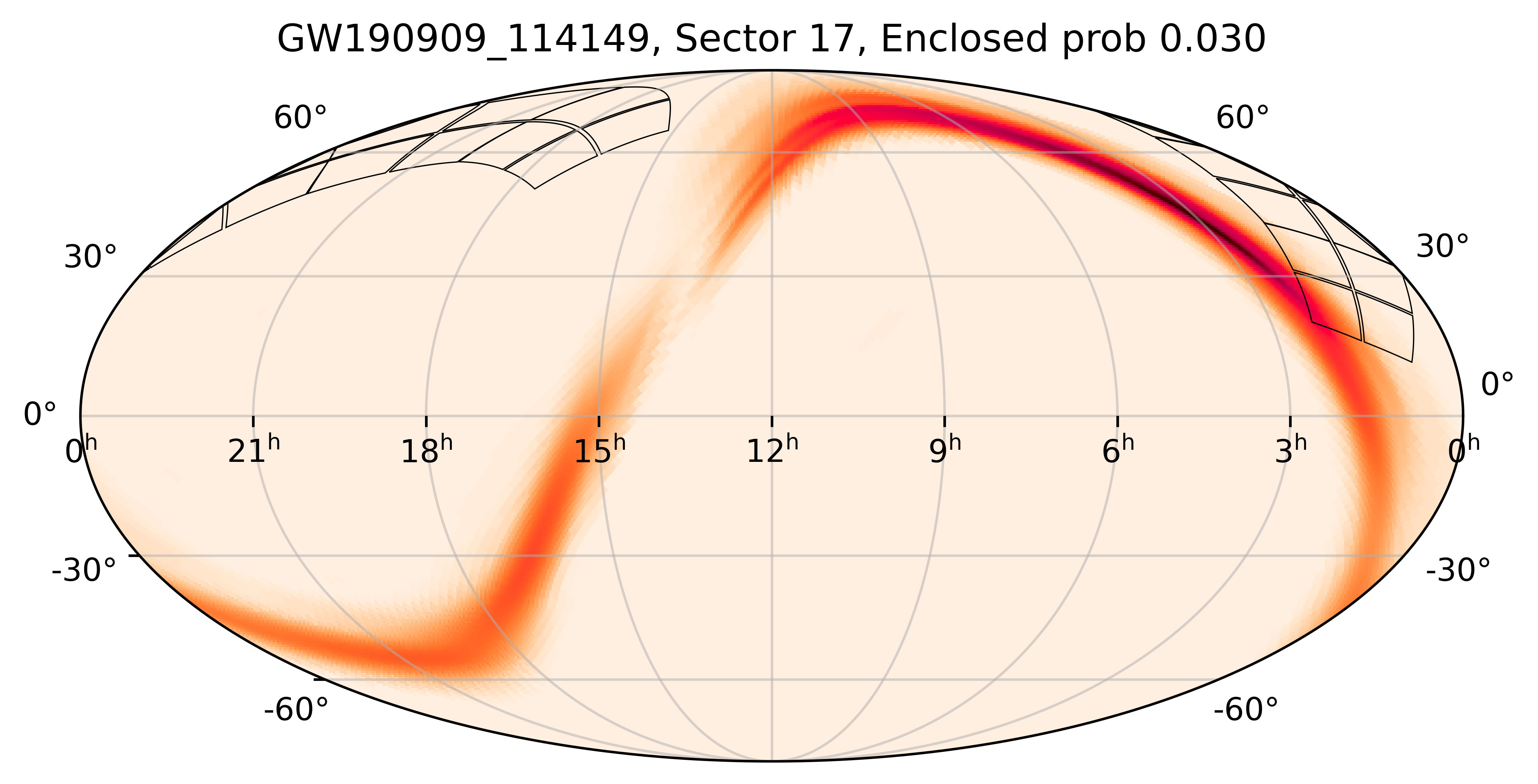 TESS Overlap Sky Map for GW190909_114149 in TESS Sector17