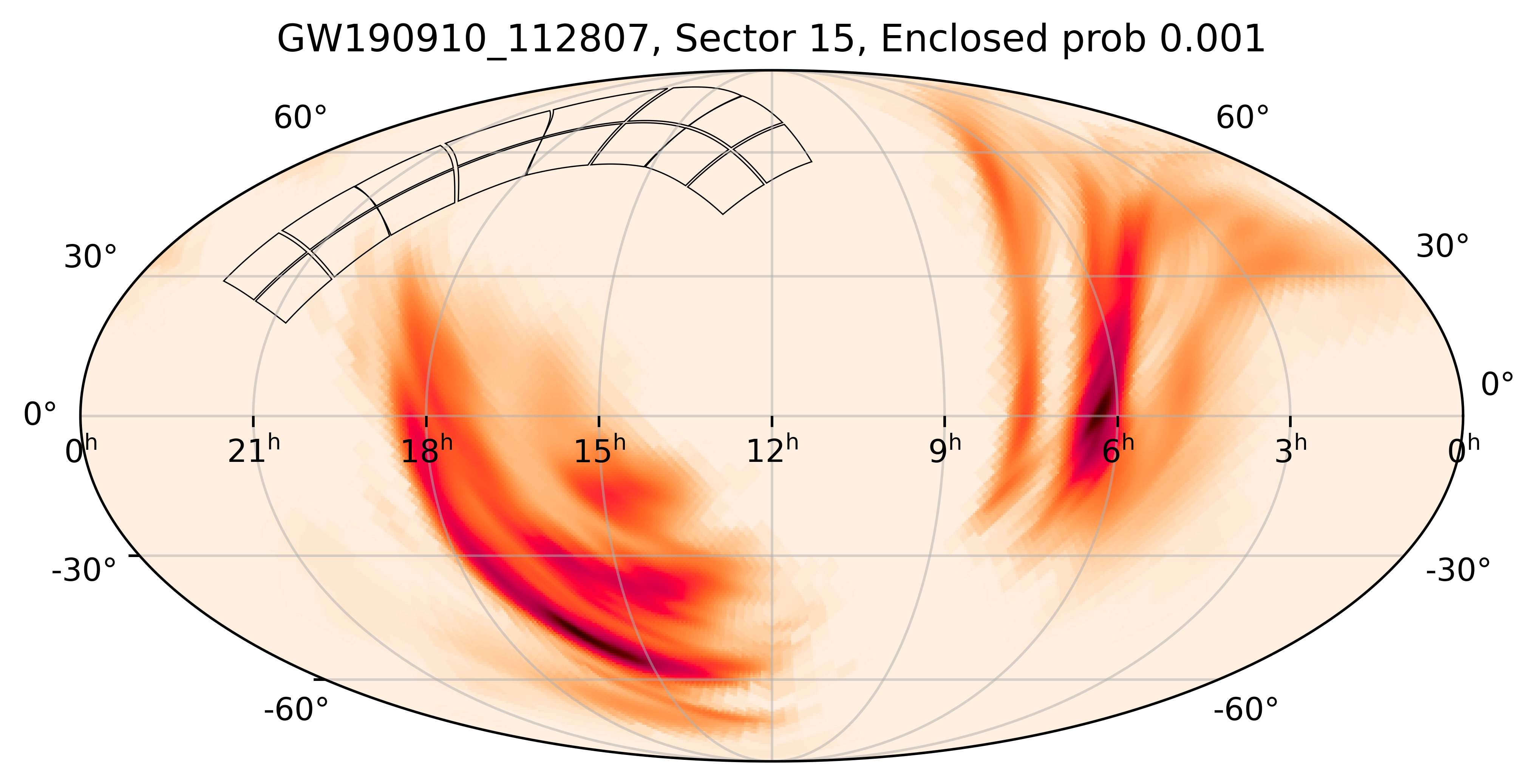 TESS Overlap Sky Map for GW190910_112807 in TESS Sector15
