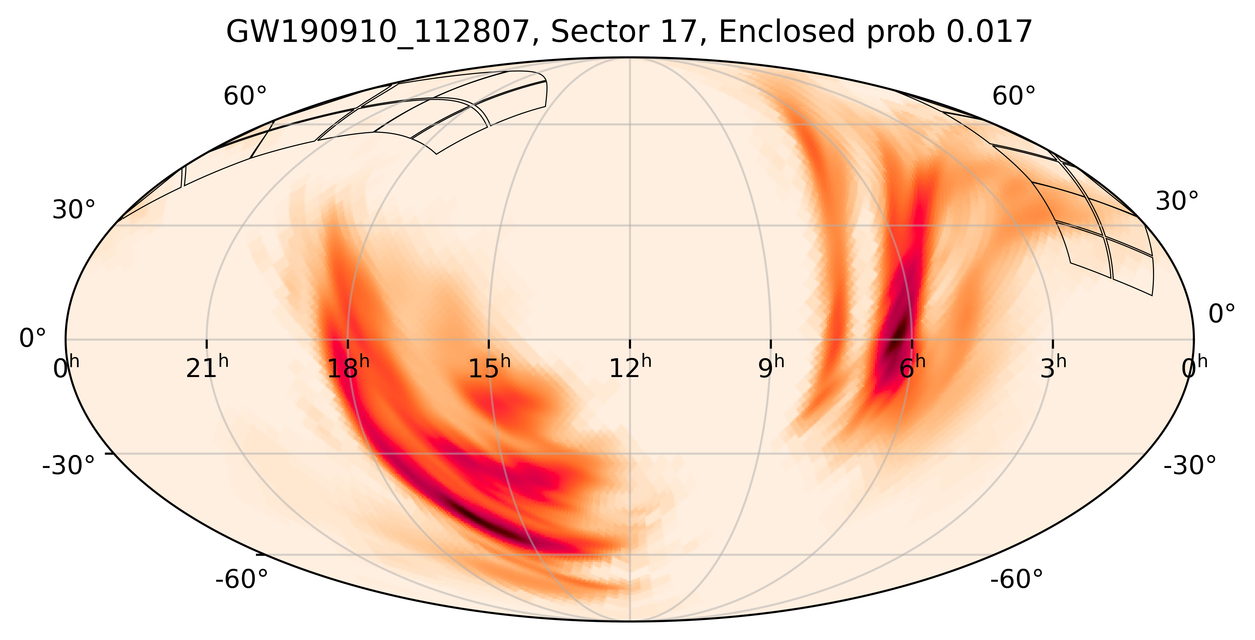 TESS Overlap Sky Map for GW190910_112807 in TESS Sector17