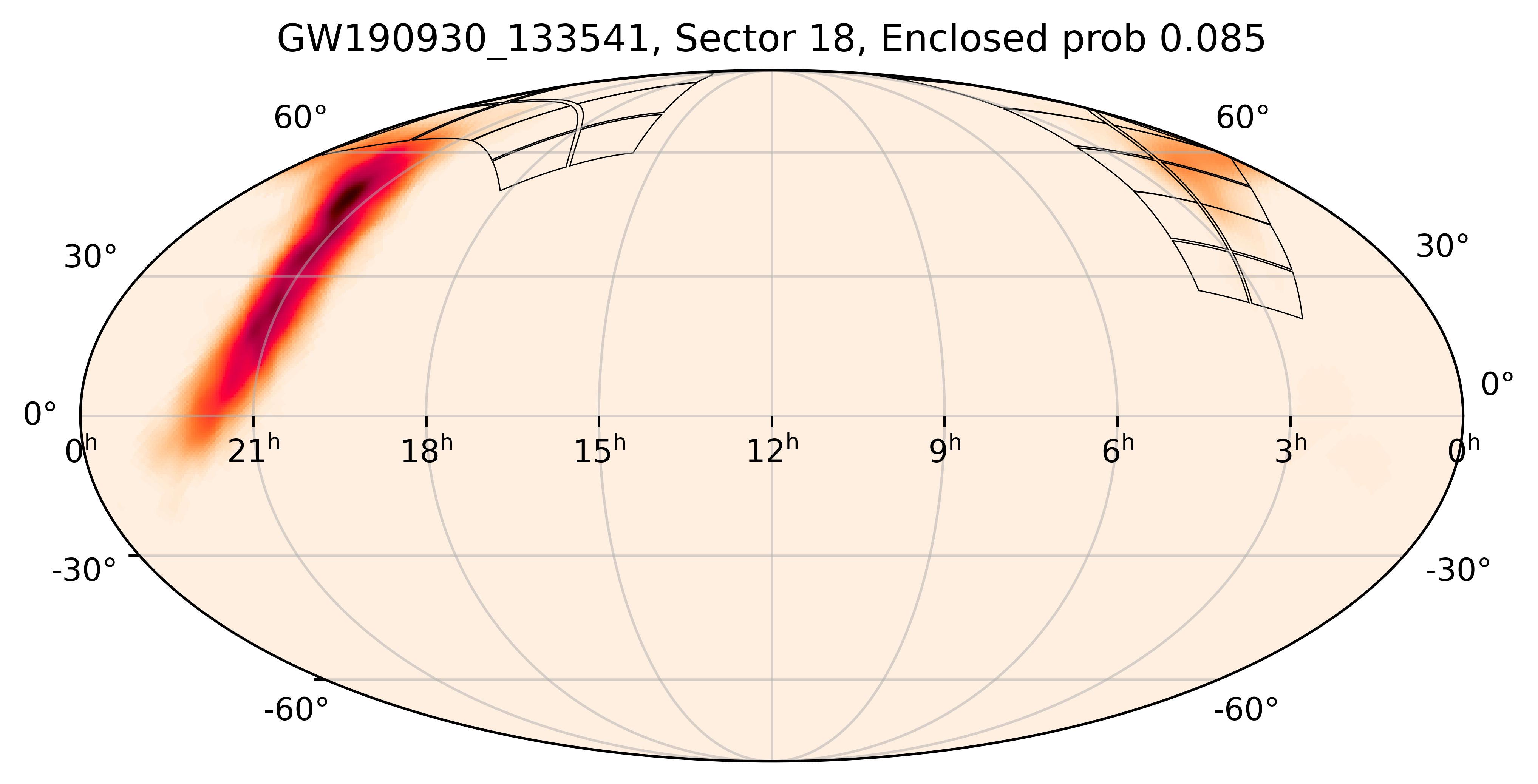 TESS Overlap Sky Map for GW190930_133541 in TESS Sector18