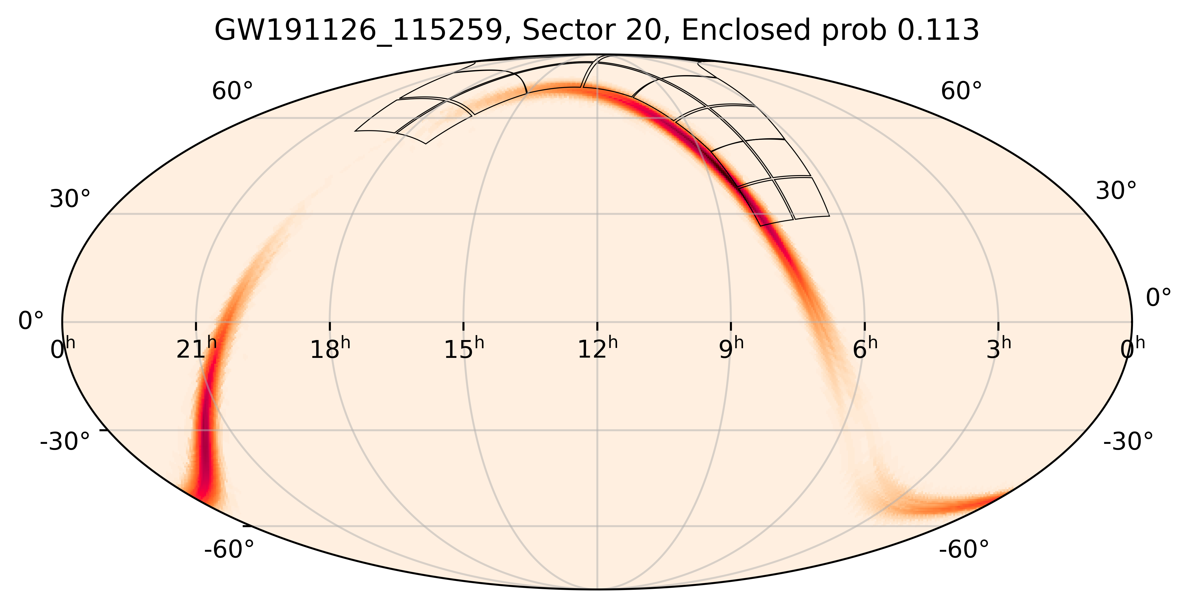 TESS Overlap Sky Map for GW191126_115259 in TESS Sector20