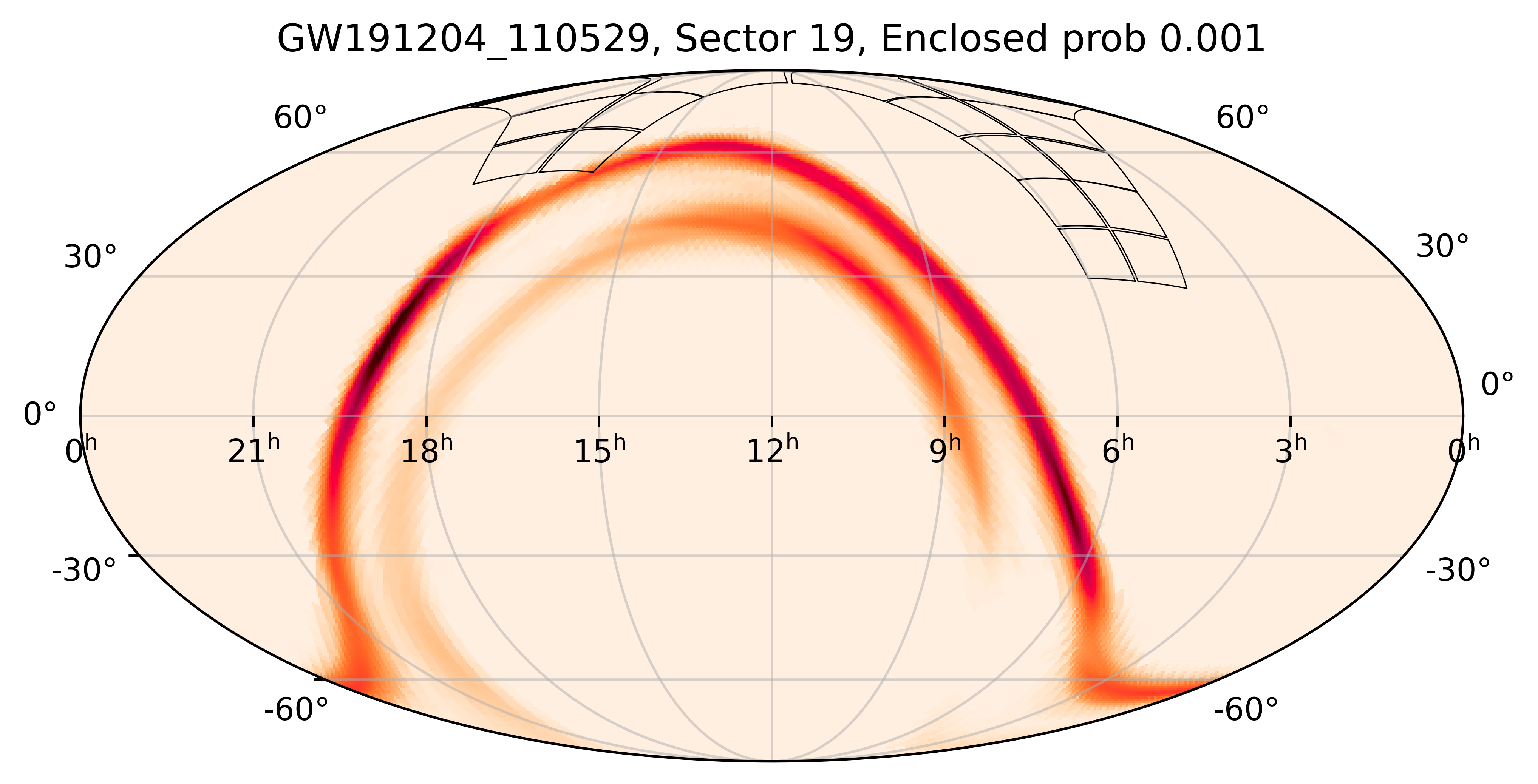TESS Overlap Sky Map for GW191204_110529 in TESS Sector19