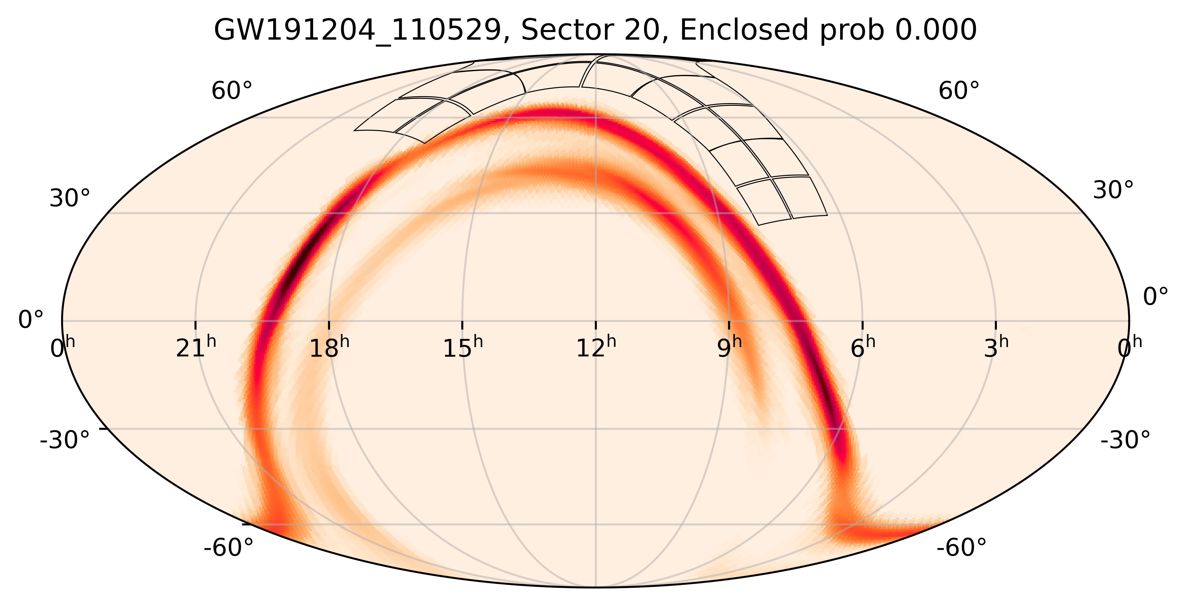 TESS Overlap Sky Map for GW191204_110529 in TESS Sector20