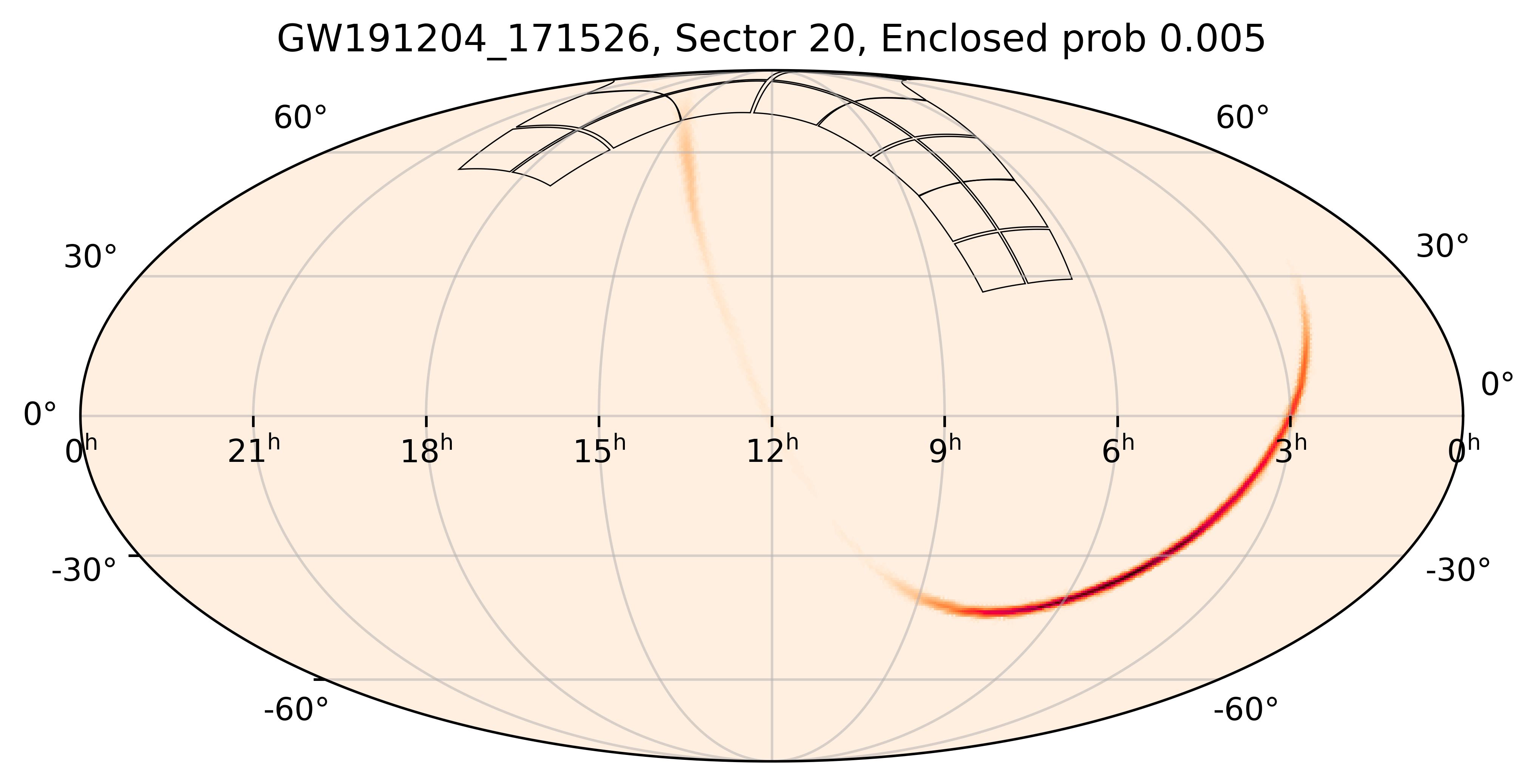 TESS Overlap Sky Map for GW191204_171526 in TESS Sector20