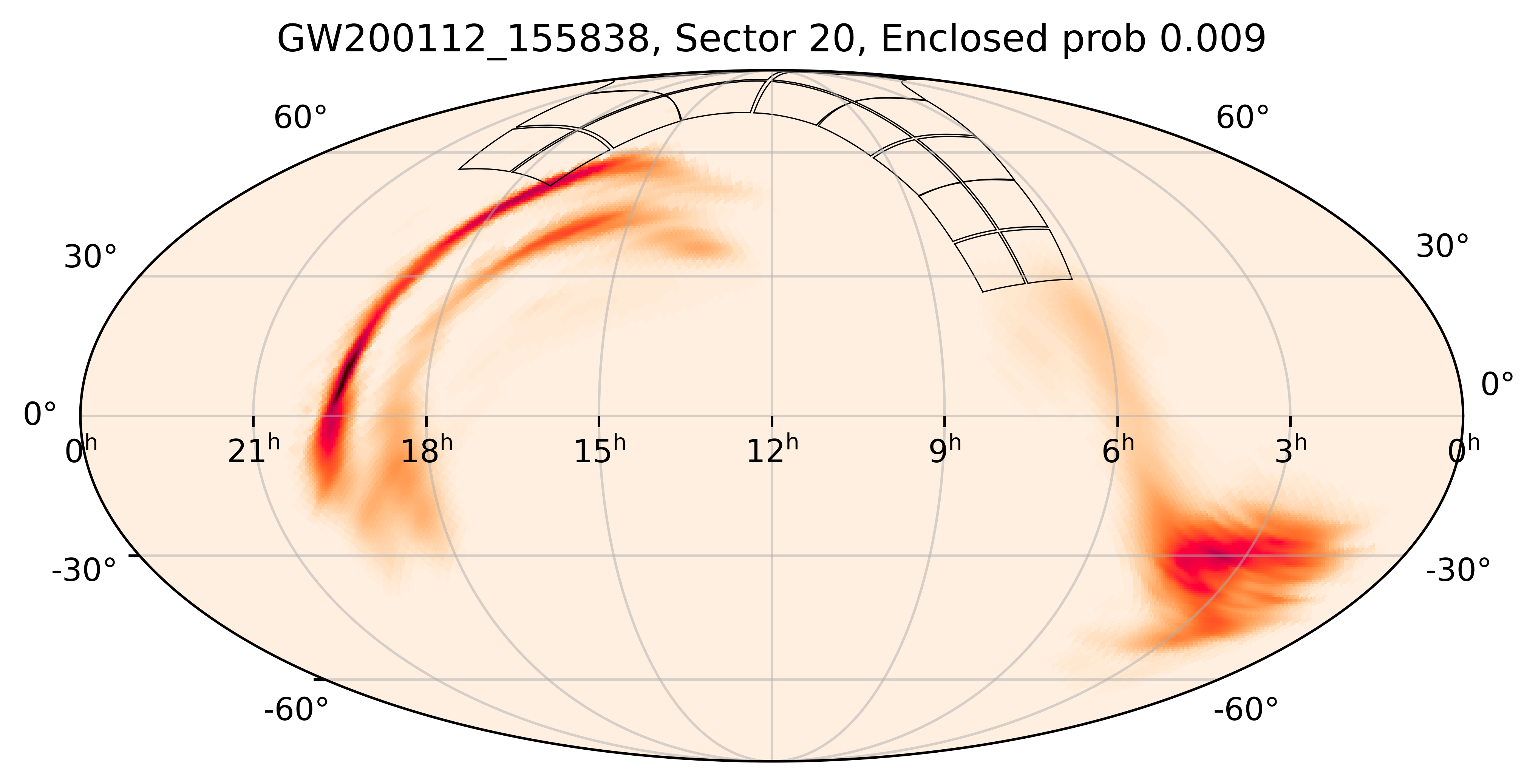 TESS Overlap Sky Map for GW200112_155838 in TESS Sector20