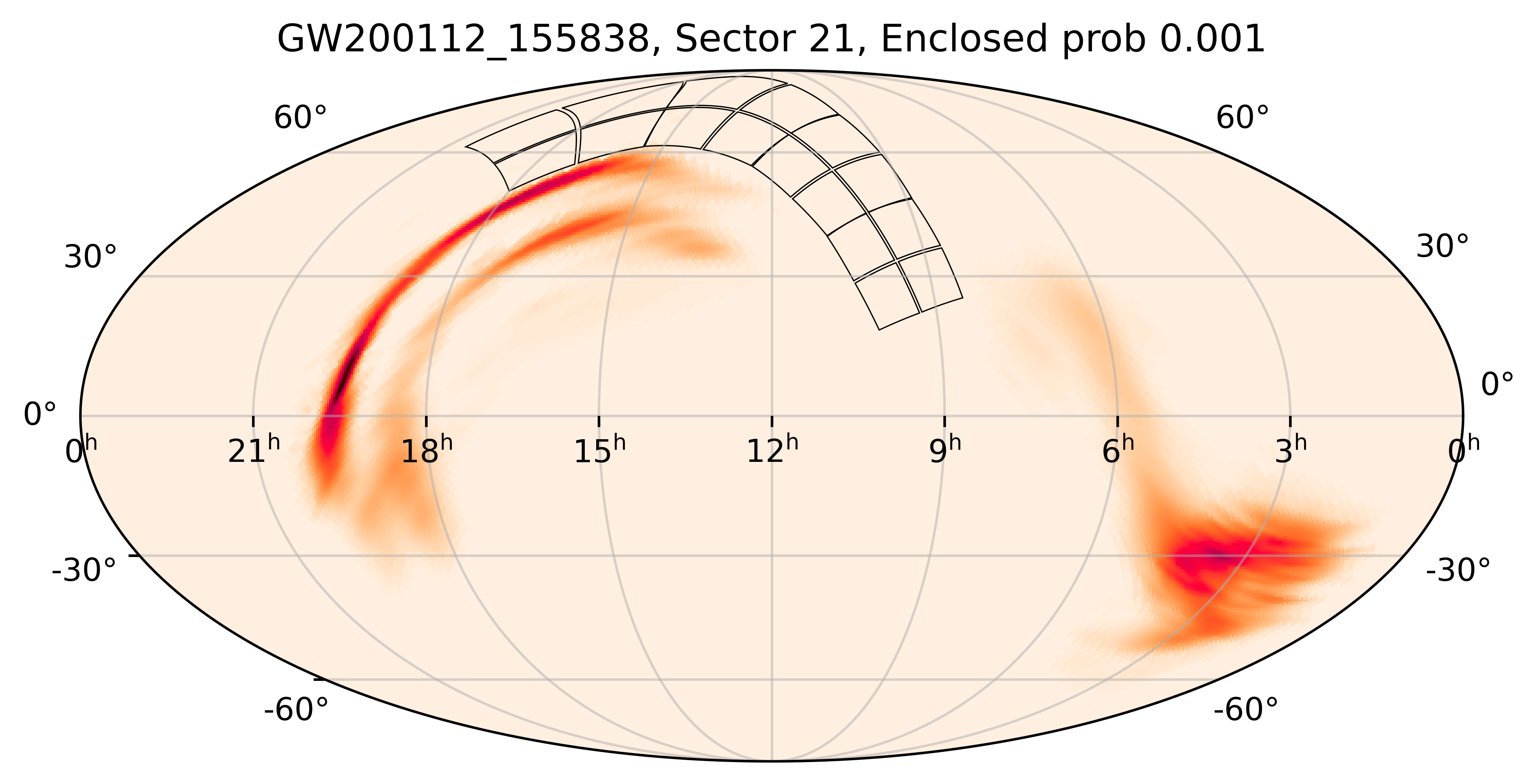 TESS Overlap Sky Map for GW200112_155838 in TESS Sector21