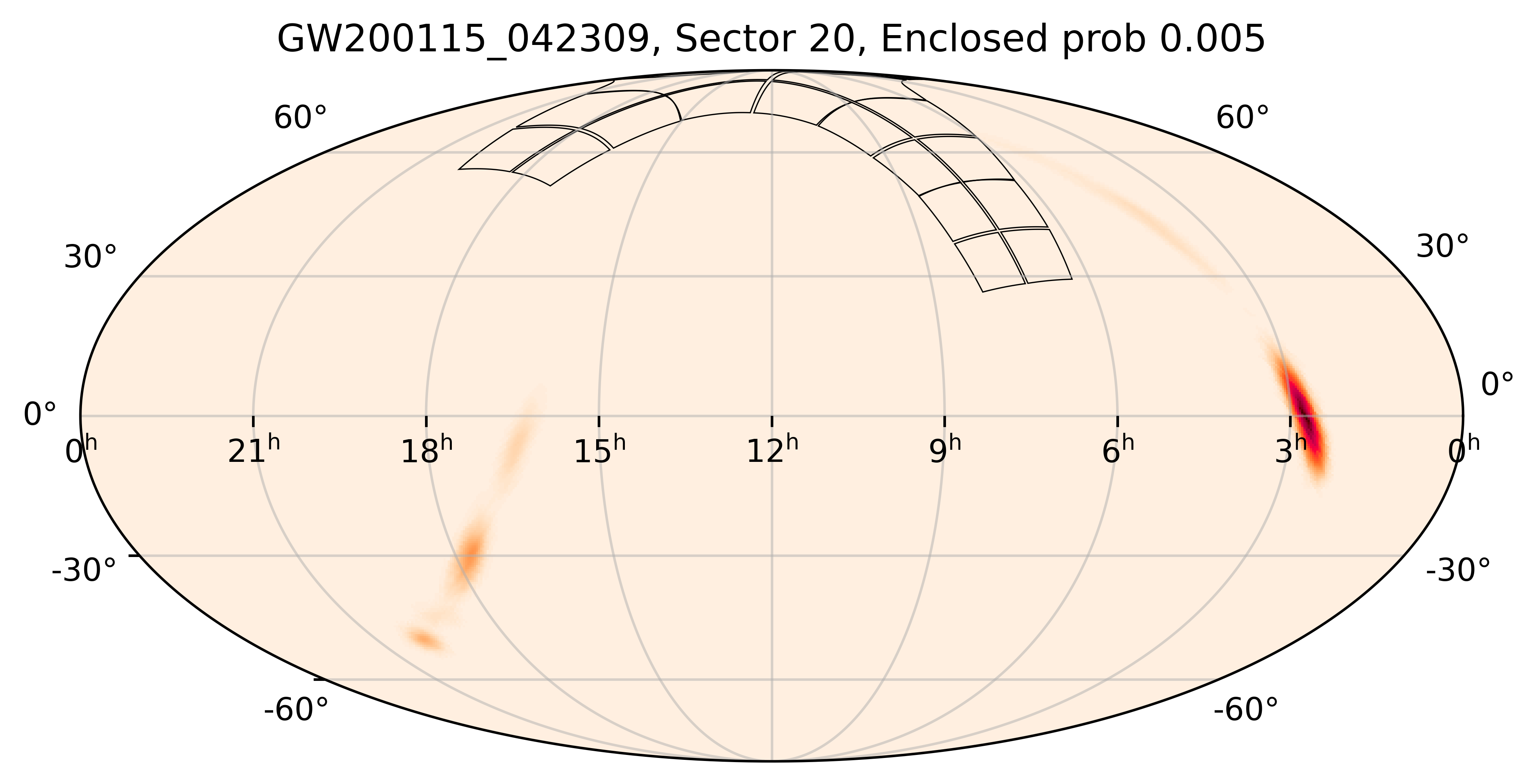 TESS Overlap Sky Map for GW200115_042309 in TESS Sector20