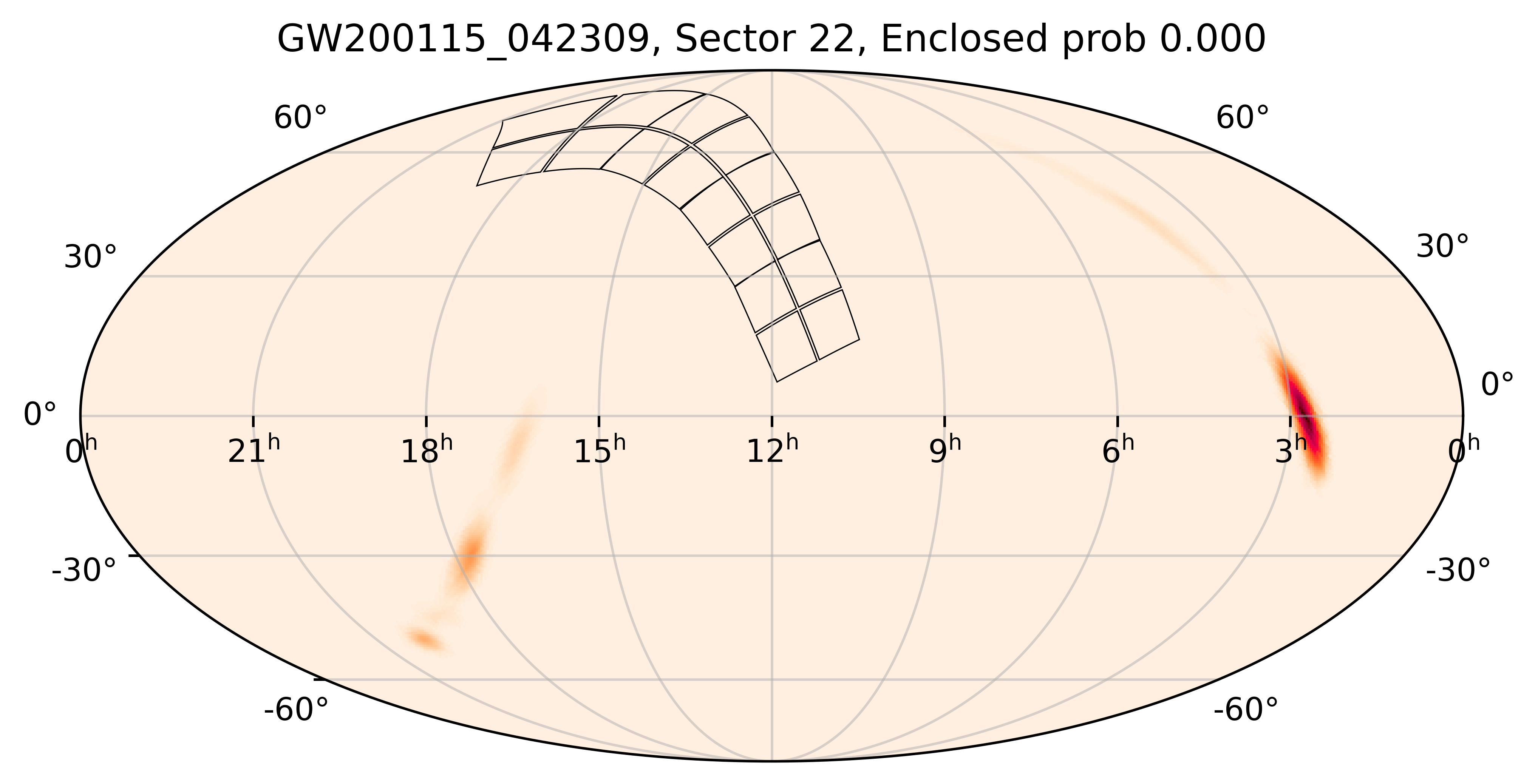 TESS Overlap Sky Map for GW200115_042309 in TESS Sector22