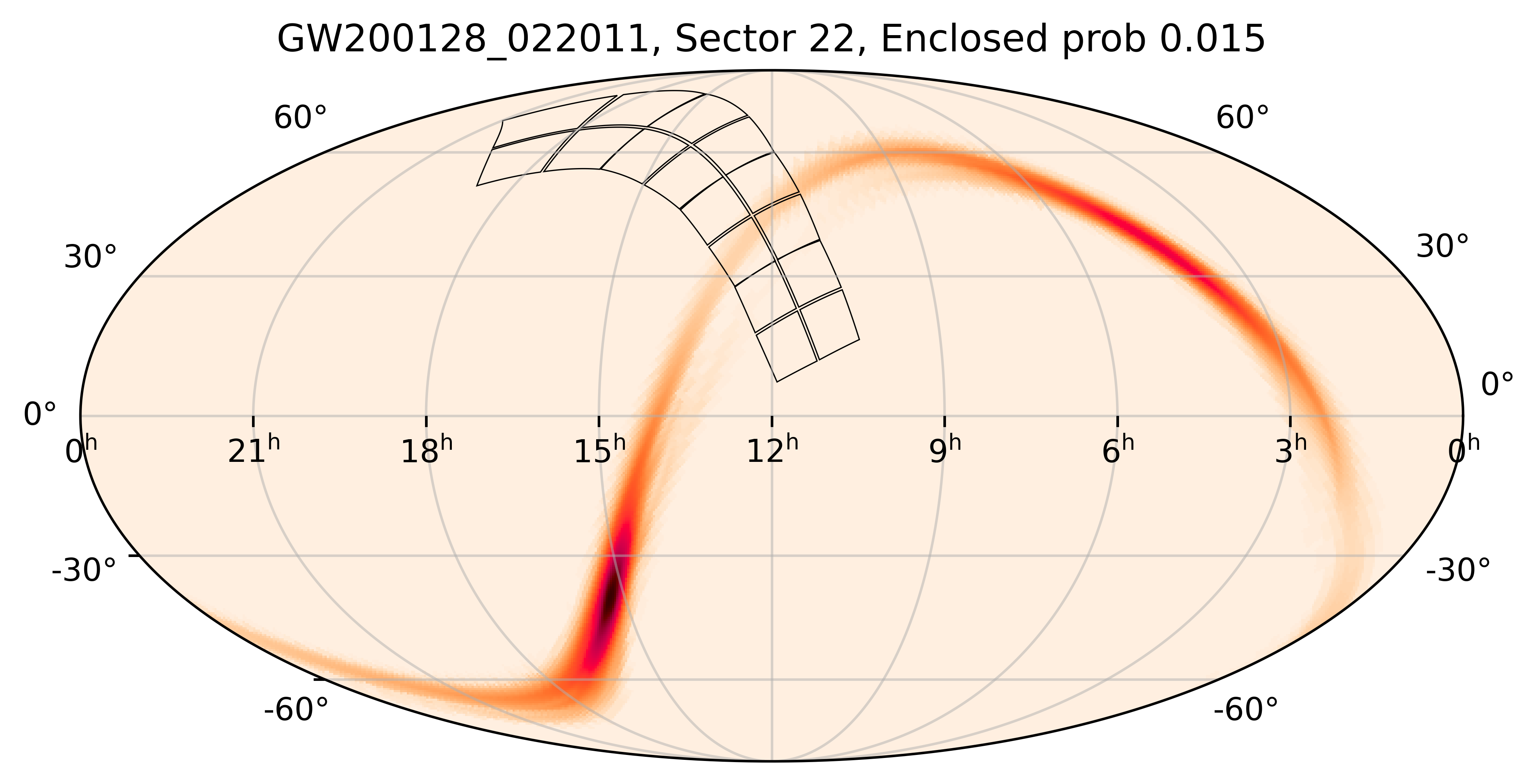 TESS Overlap Sky Map for GW200128_022011 in TESS Sector22