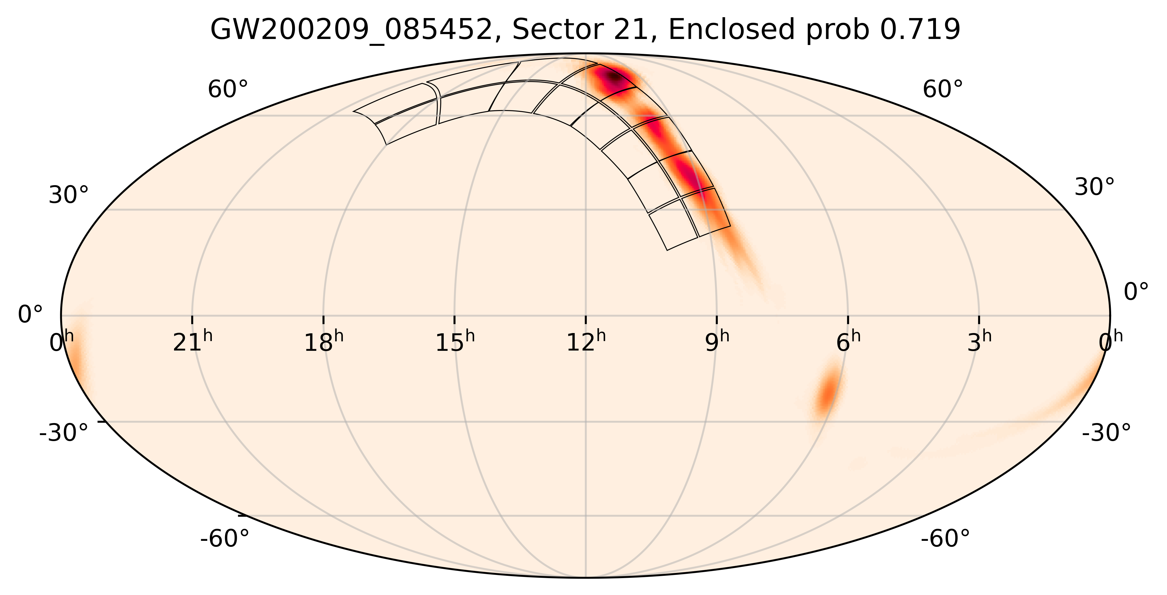 TESS Overlap Sky Map for GW200209_085452 in TESS Sector21