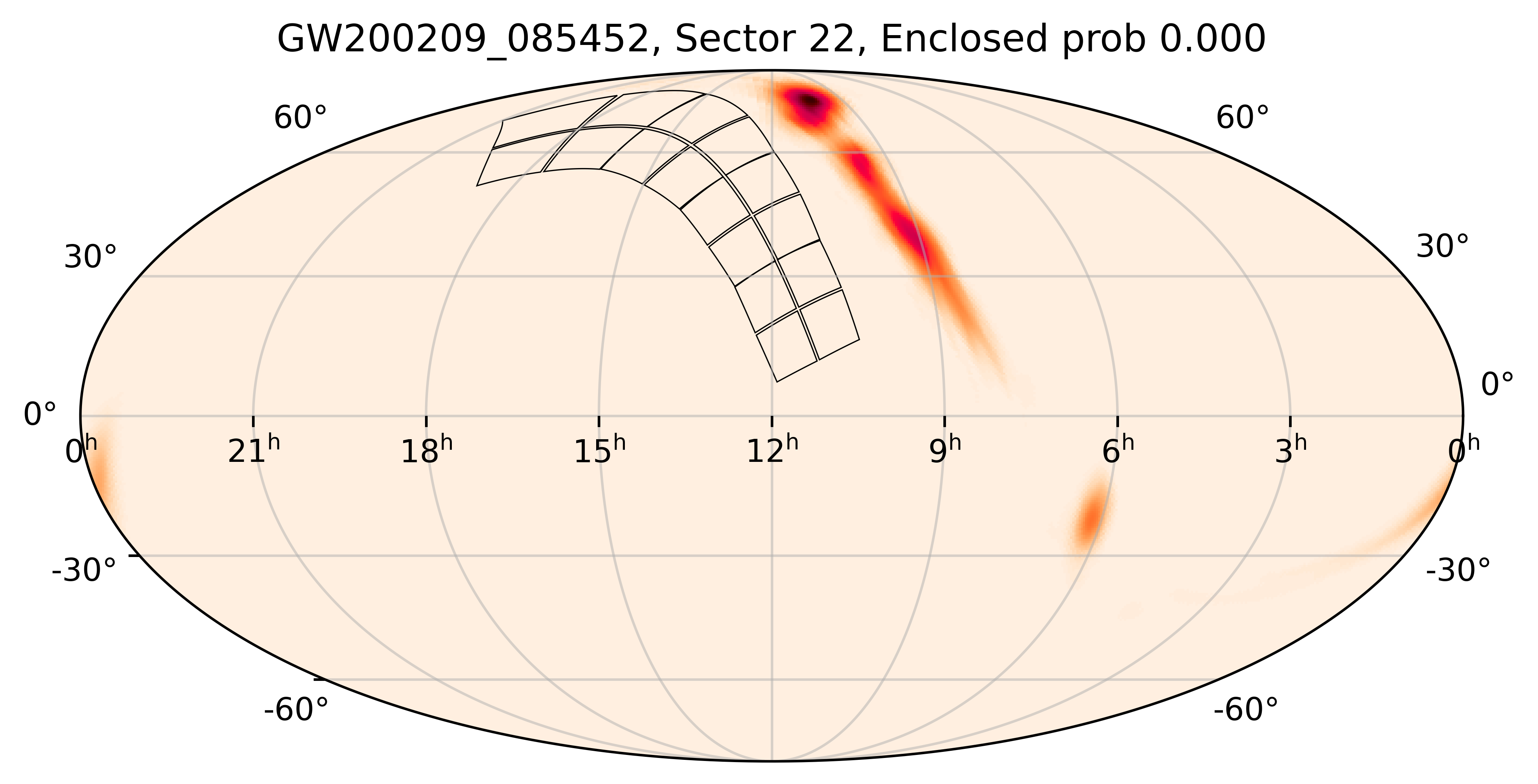 TESS Overlap Sky Map for GW200209_085452 in TESS Sector22