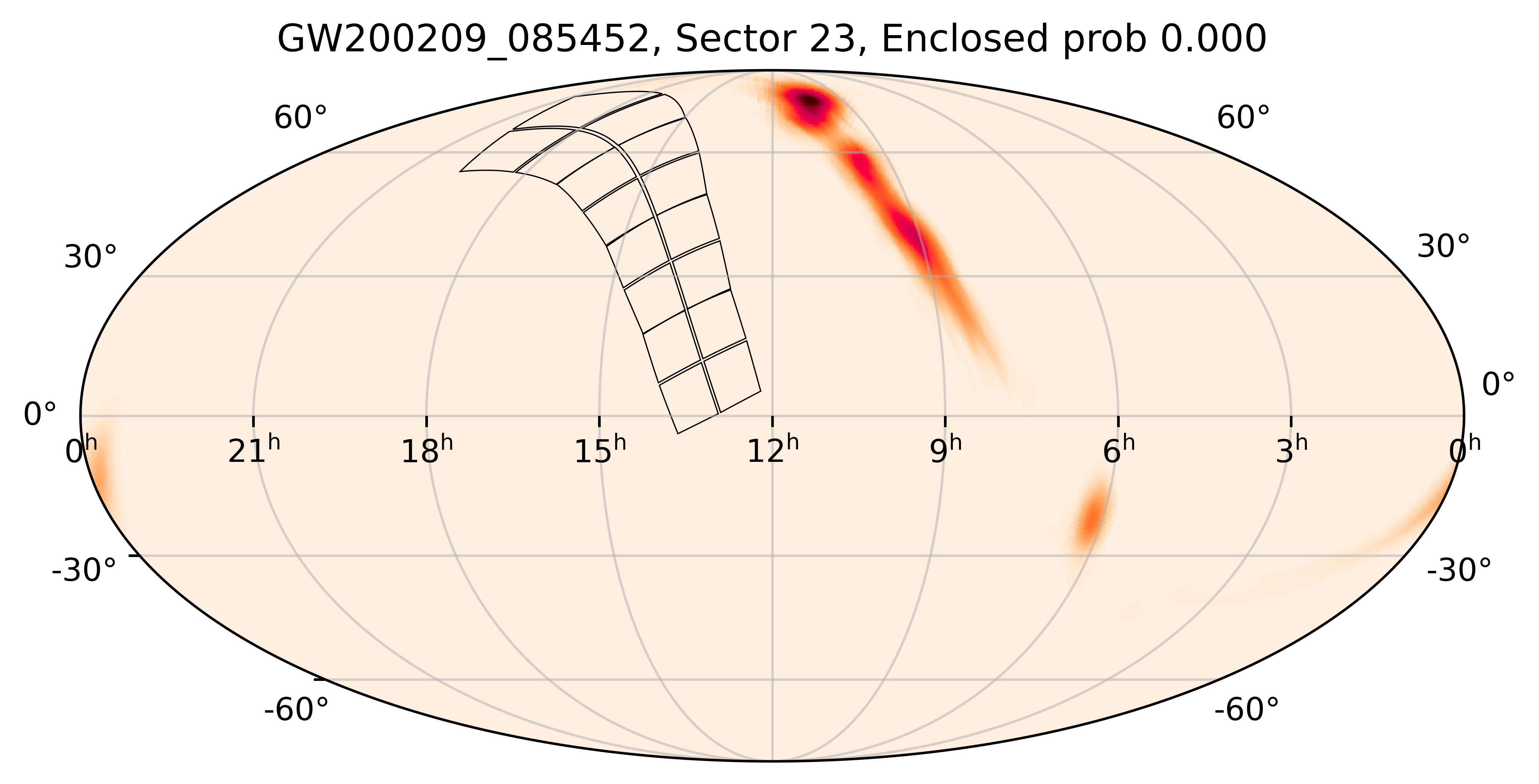 TESS Overlap Sky Map for GW200209_085452 in TESS Sector23