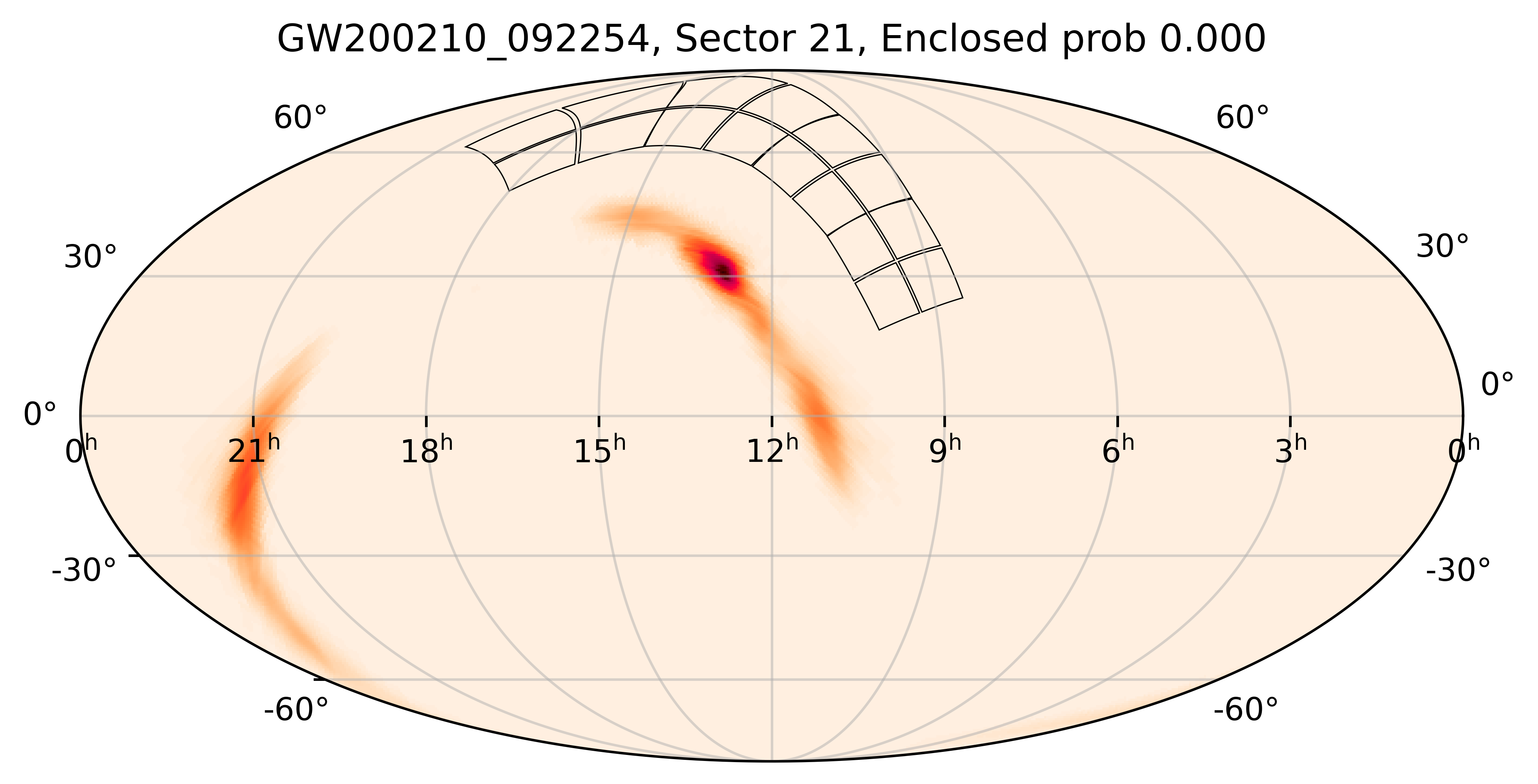 TESS Overlap Sky Map for GW200210_092254 in TESS Sector21