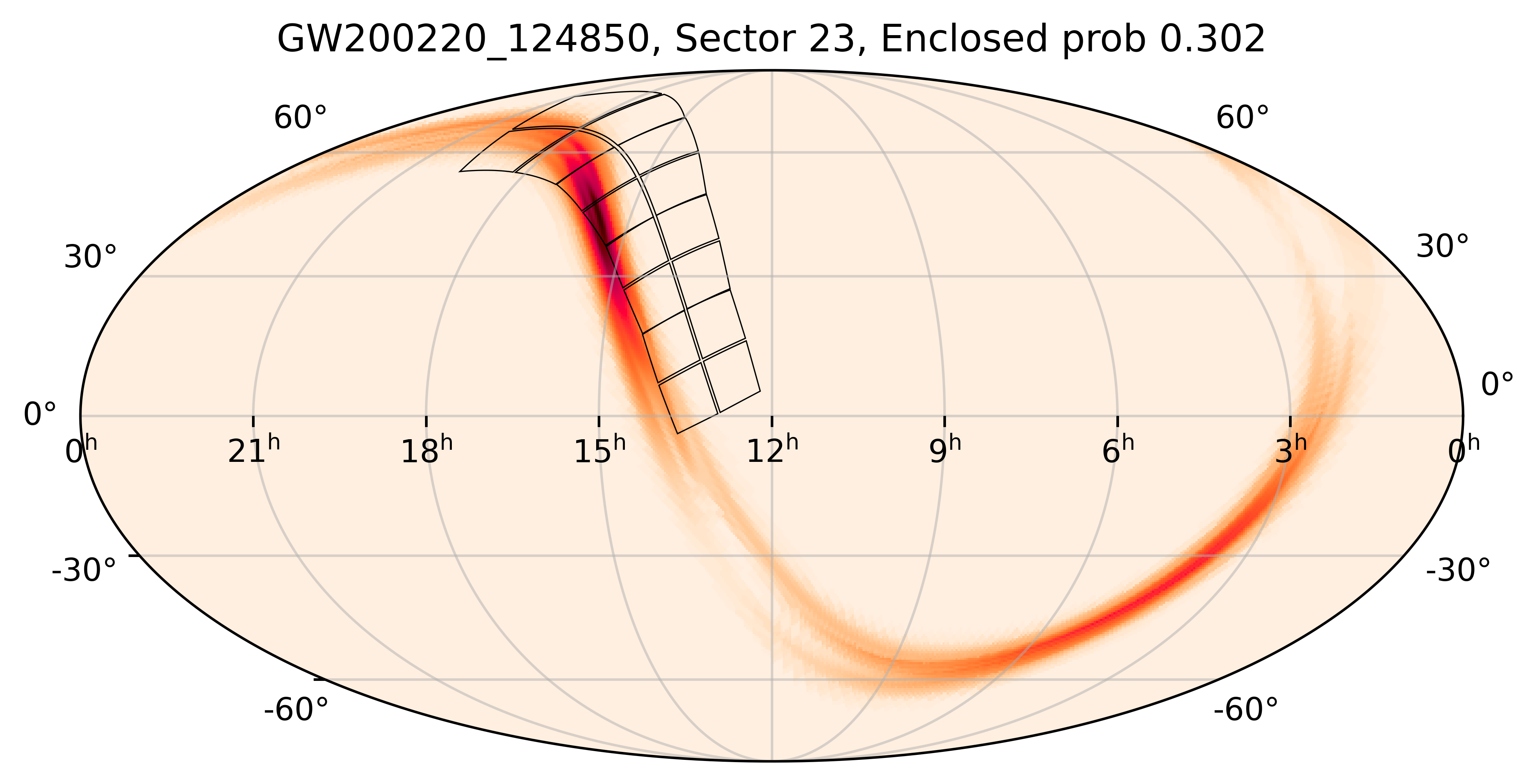 TESS Overlap Sky Map for GW200220_124850 in TESS Sector23