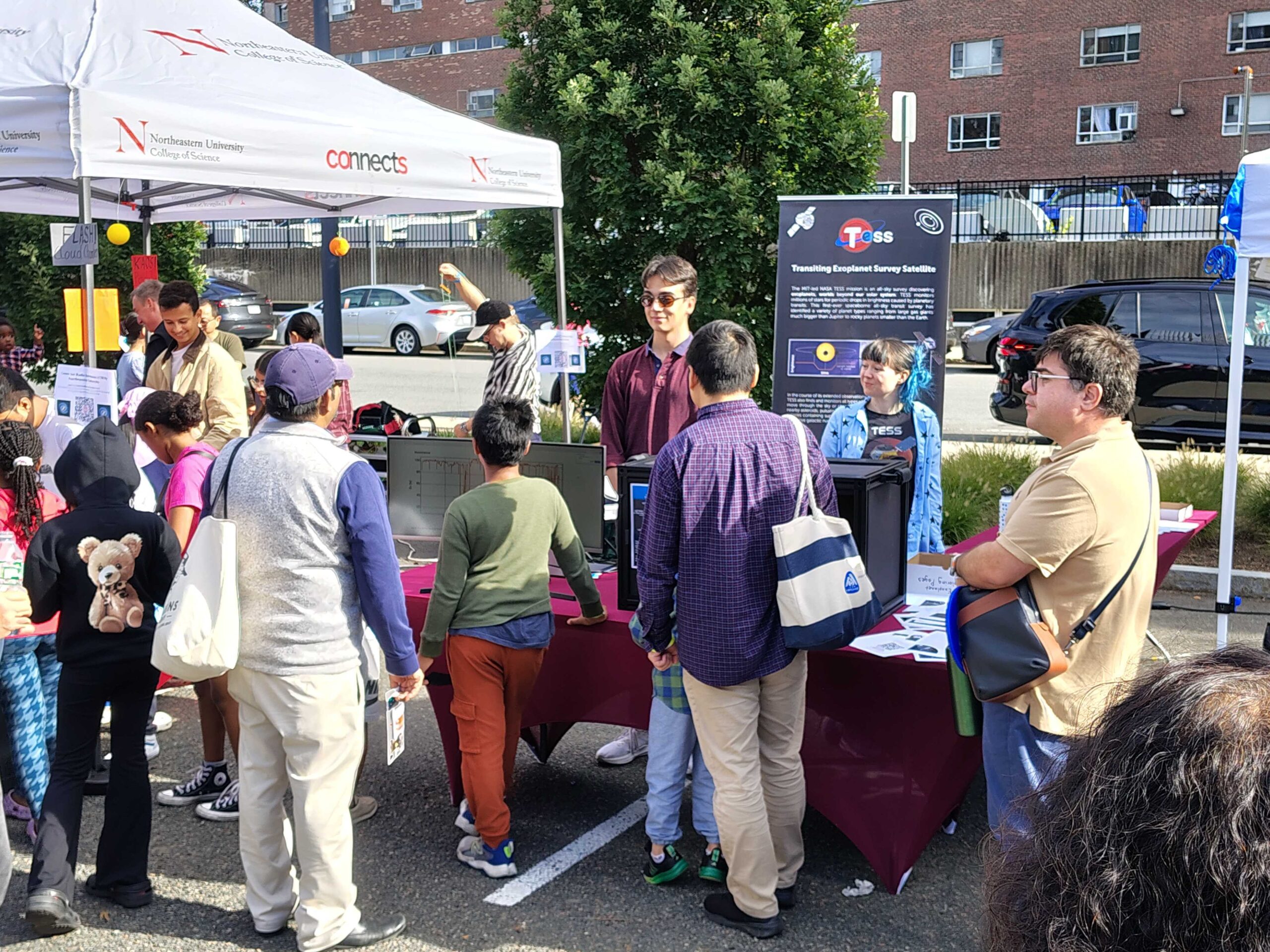 Jensen and Katharine answer questions about TESS and exoplanets at the Cambridge Science Carnival 2025.